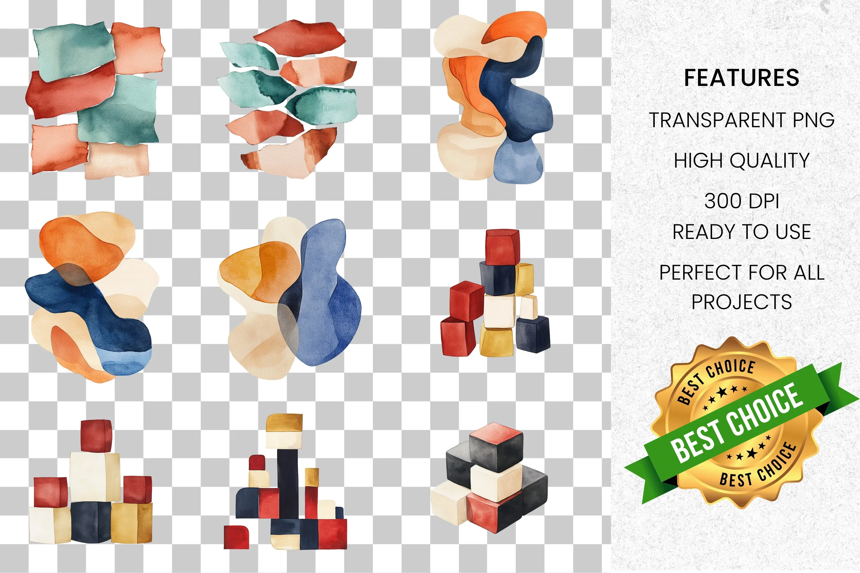 Abstract Blocks Shapes Clipart Bundle - Image 8