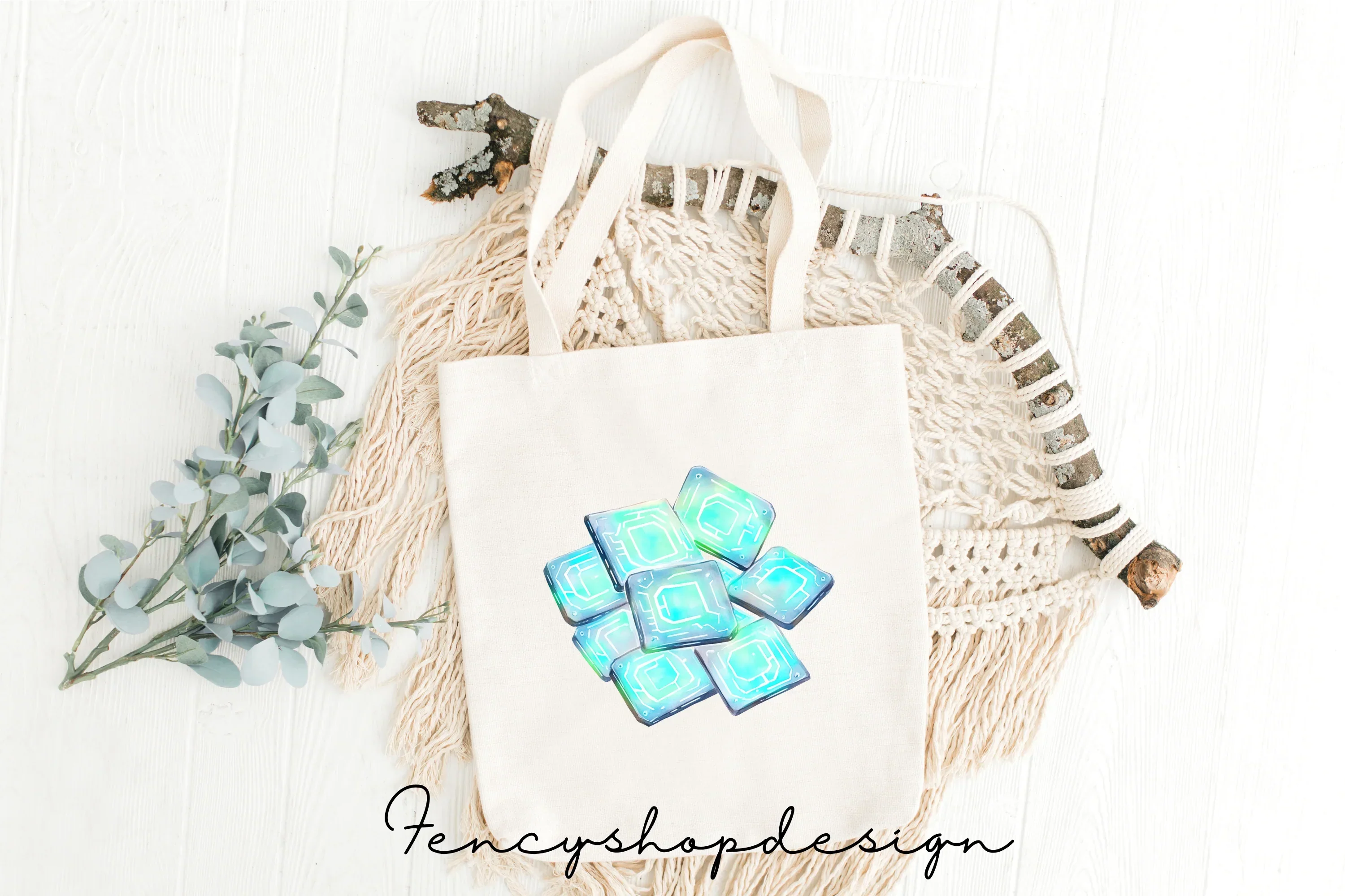 Abstract Blue Green Geometric Cubes Clipart Bundle - Image 5