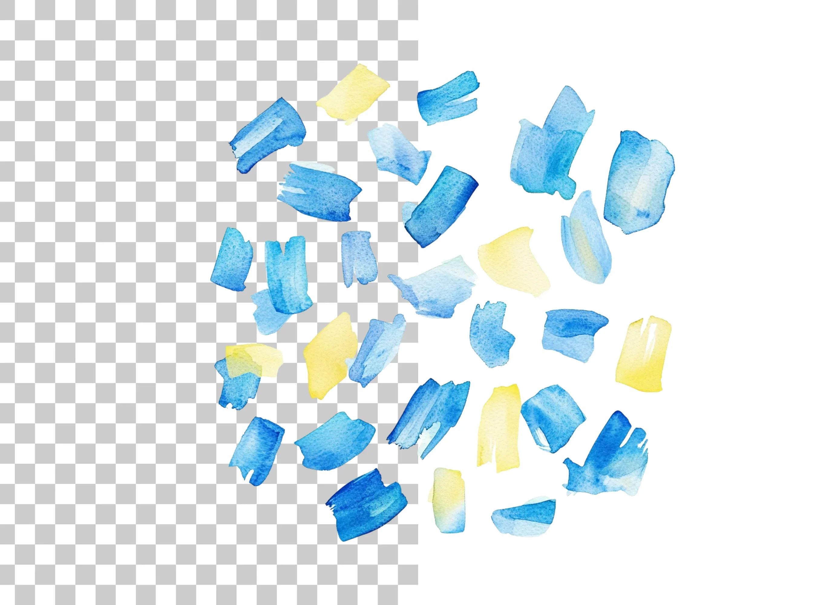 Abstract Blue Yellow Strokes Clipart Bundle - Image 2