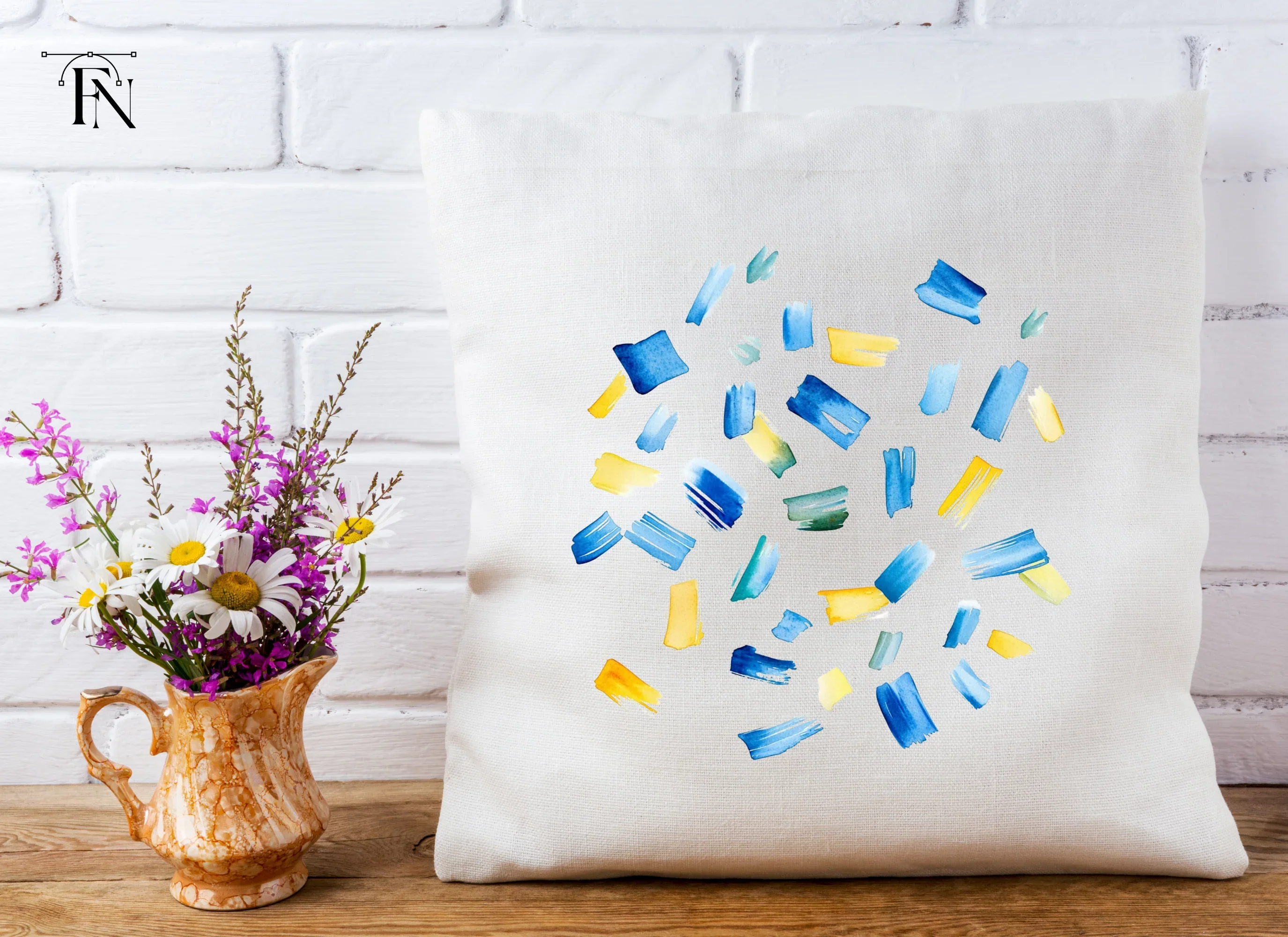 Abstract Blue Yellow Strokes Clipart Bundle - Image 5