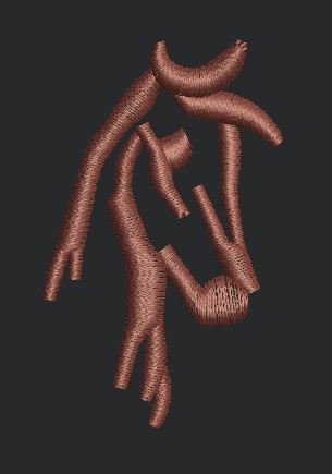 Abstract Brown Horse Head Outline Embroidery Design