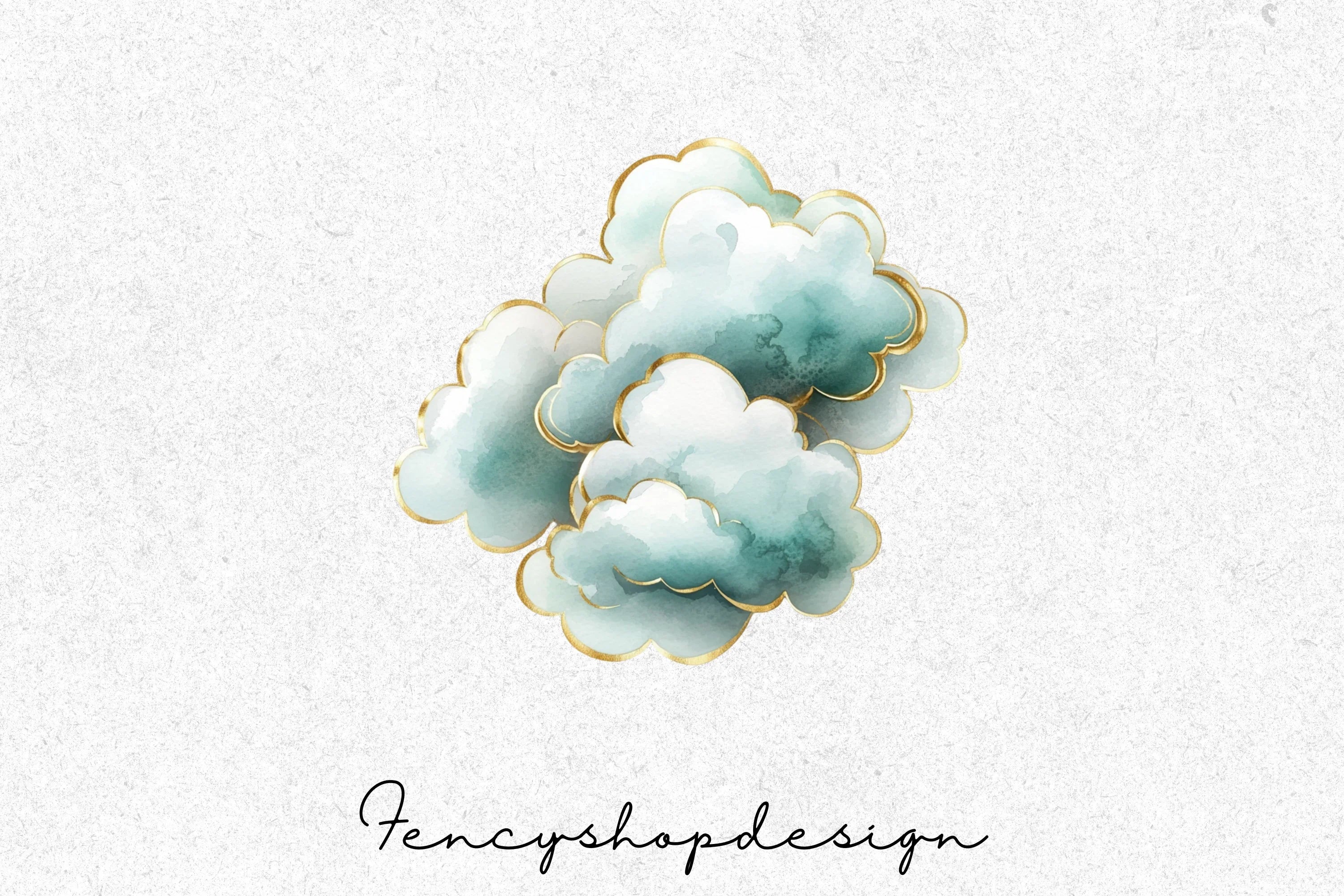 Abstract Gold Clouds Clipart Bundle - Image 3