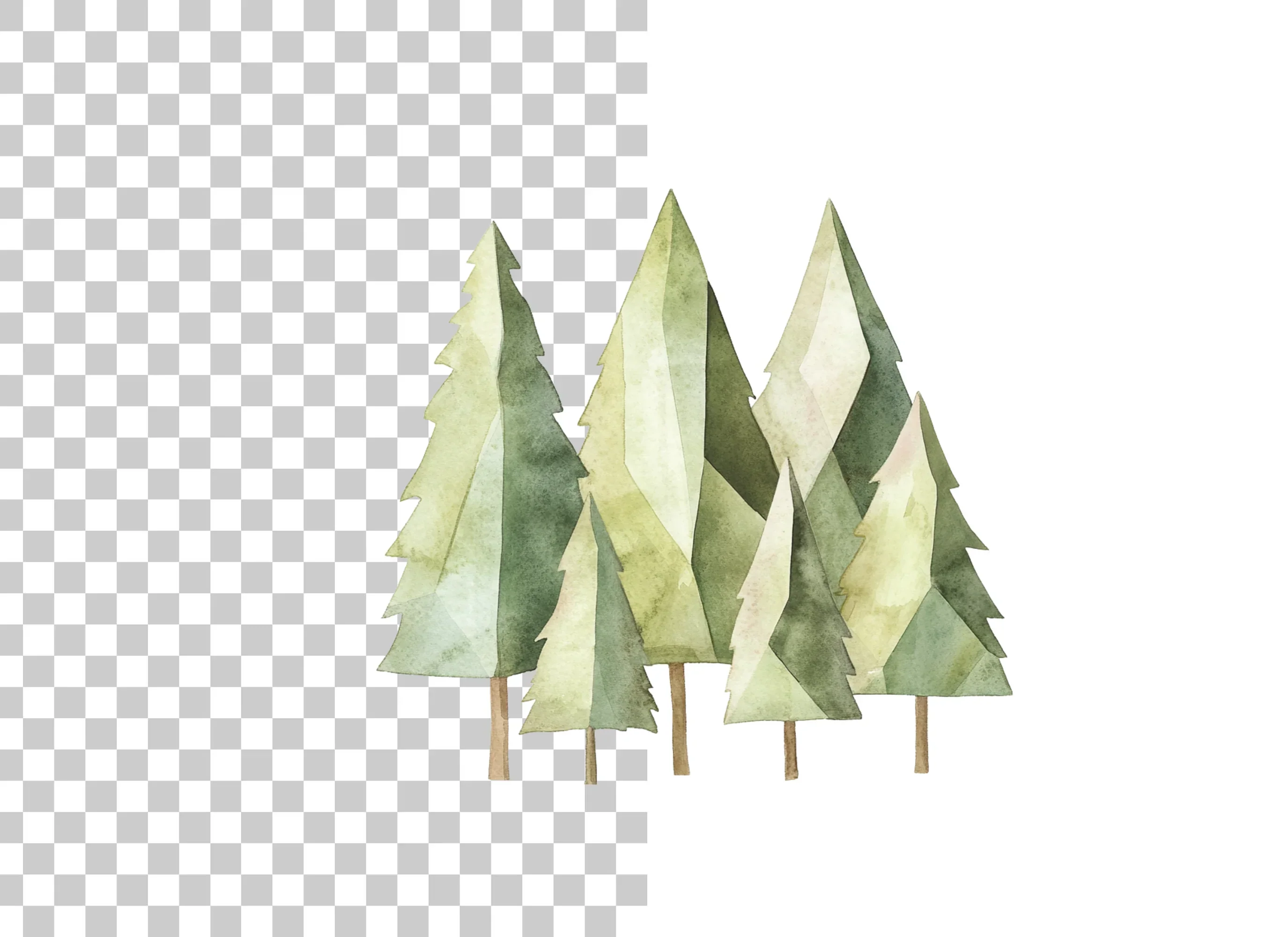 Abstract Green Pine Trees Clipart Bundle - Image 2