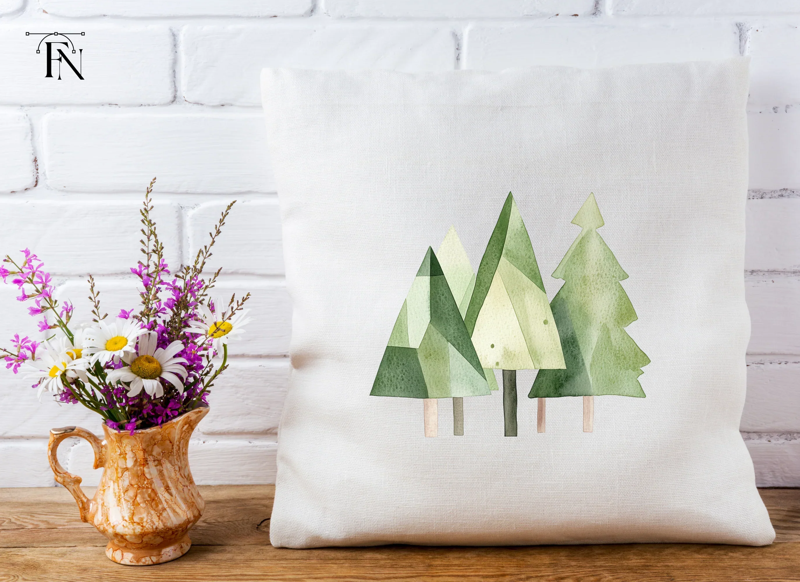Abstract Green Pine Trees Clipart Bundle - Image 5