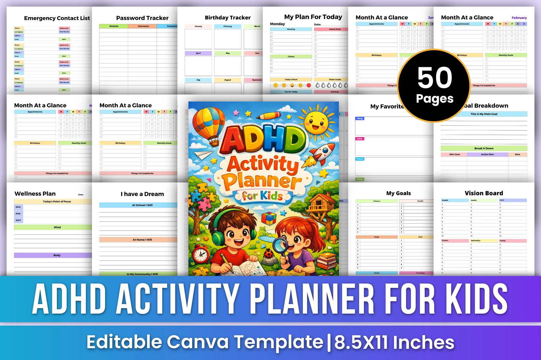 Adhd Activity For Kids Planner