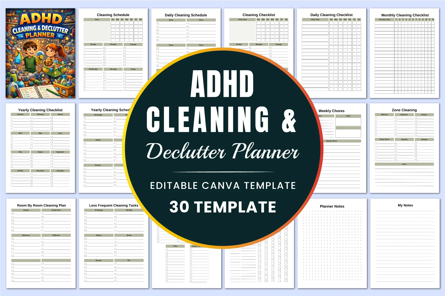 Adhd Cleaning Declutter Planner