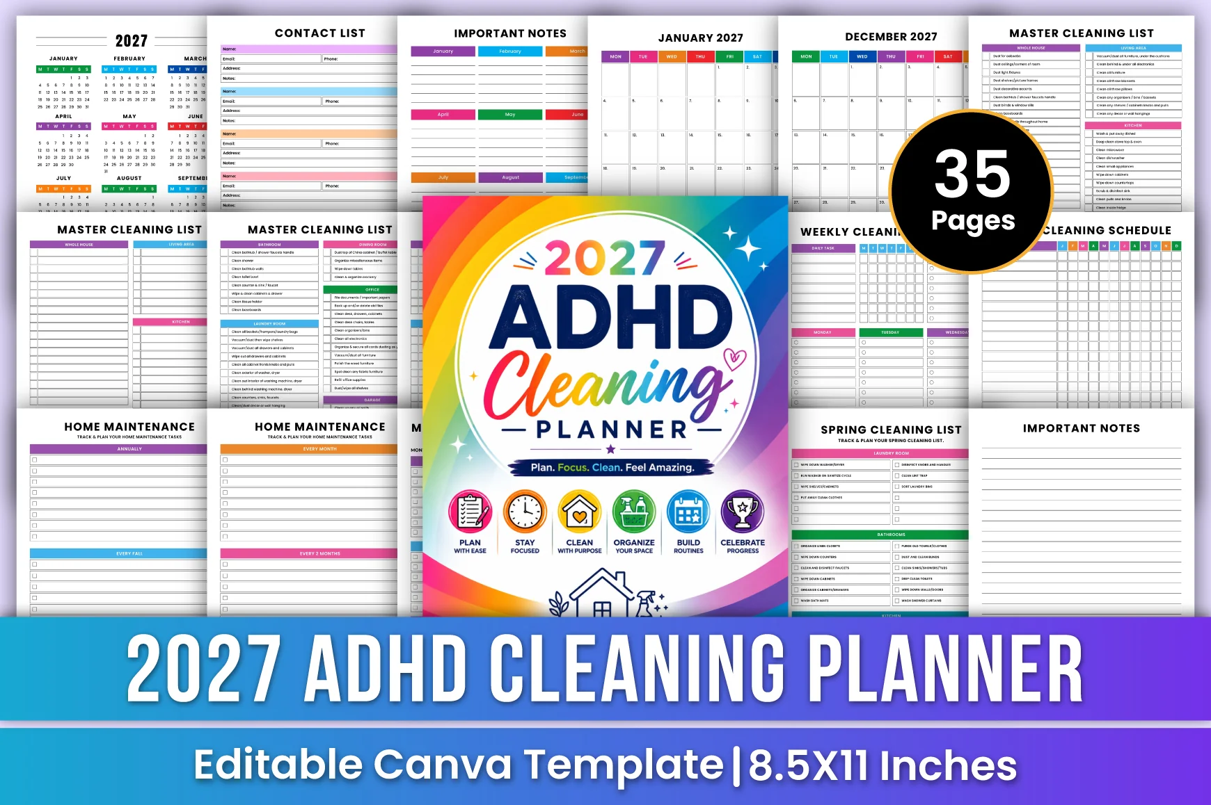 Adhd Cleaning Planner