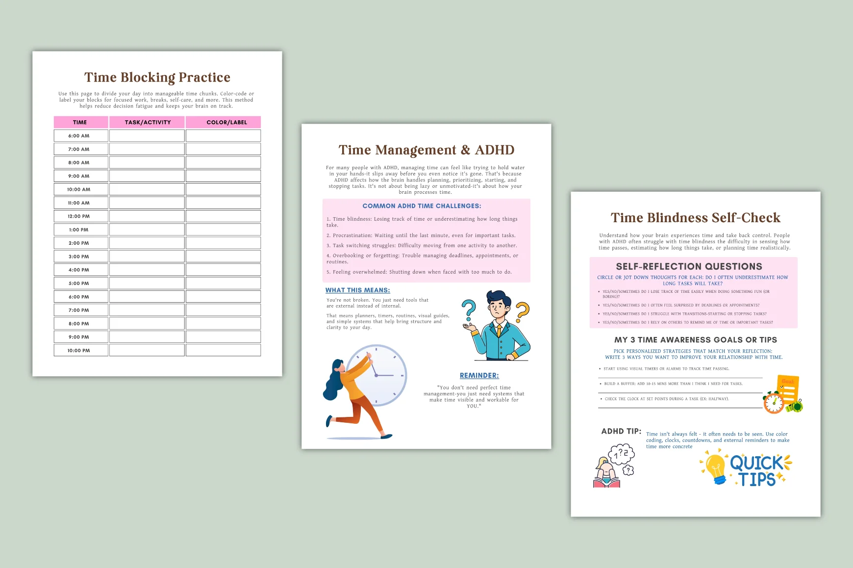 ADHD Time Control Strategy Sheets Planner - Image 3