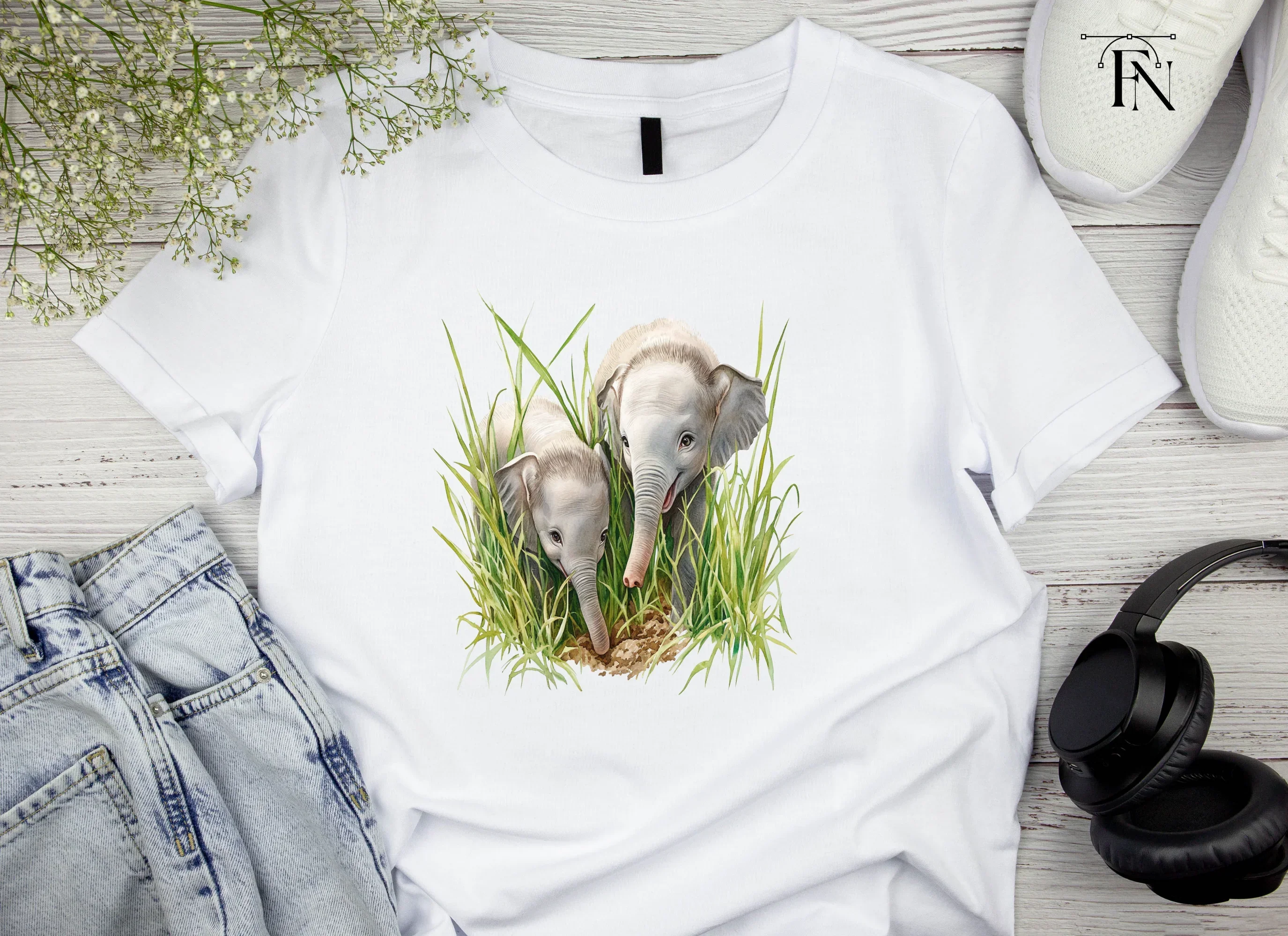Adorable Baby Elephant Duo Clipart Bundle - Image 4