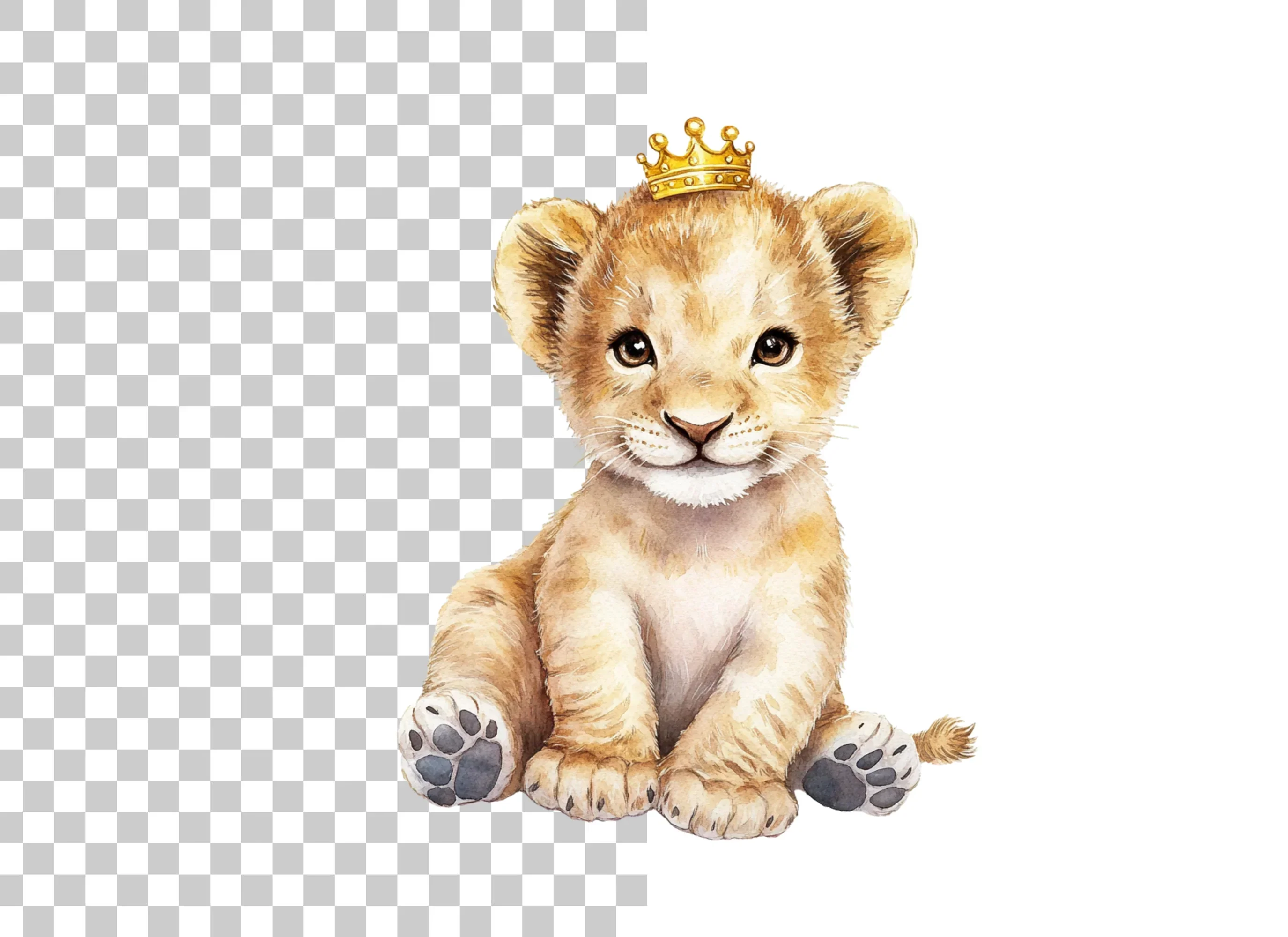 Adorable Baby Lion with Crown Clipart Bundle - Image 6