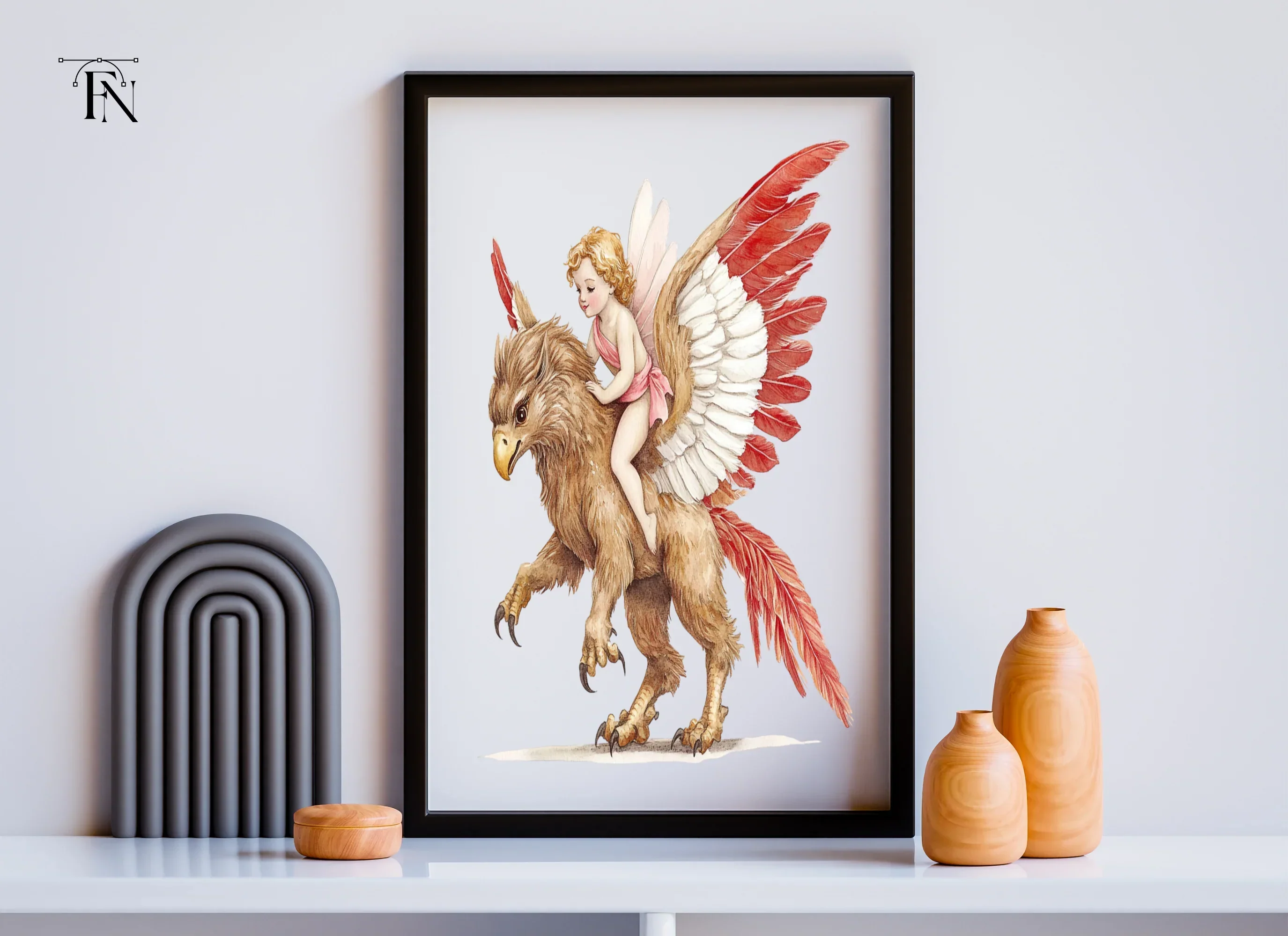 Adorable Cupid Riding Griffin Clipart Bundle - Image 6
