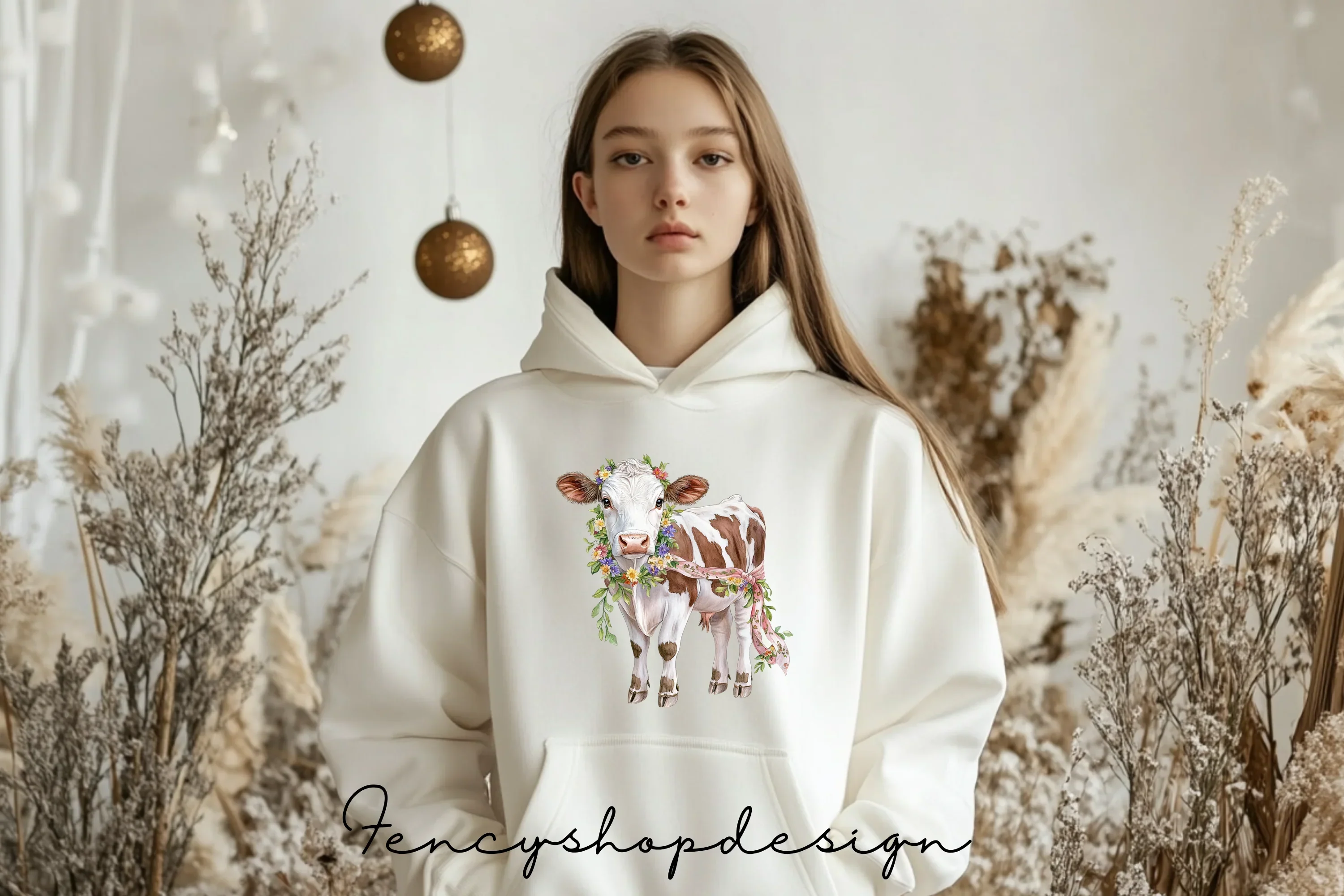 Adorable Floral Cow Clipart Bundle - Image 4
