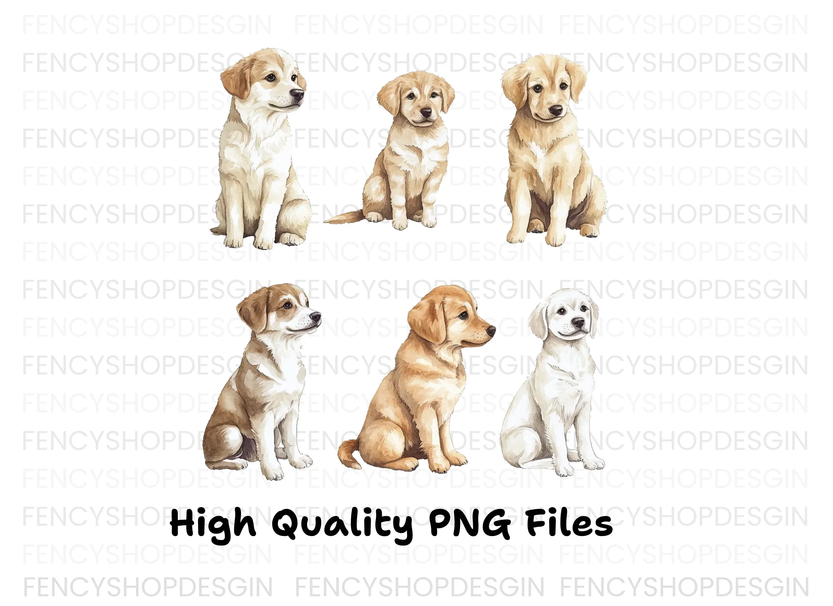 Adorable Golden Retriever Puppies Clipart Bundle - Image 3