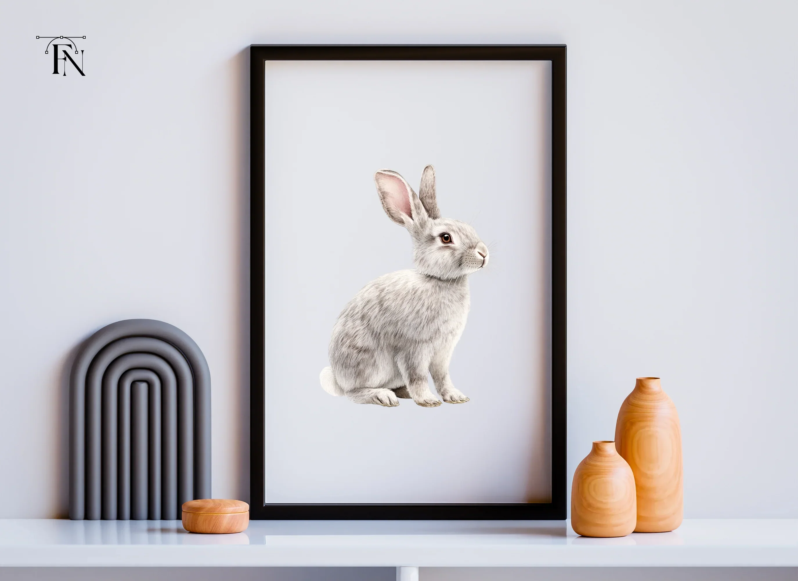 Adorable Grey Rabbit Clipart Bundle - Image 5
