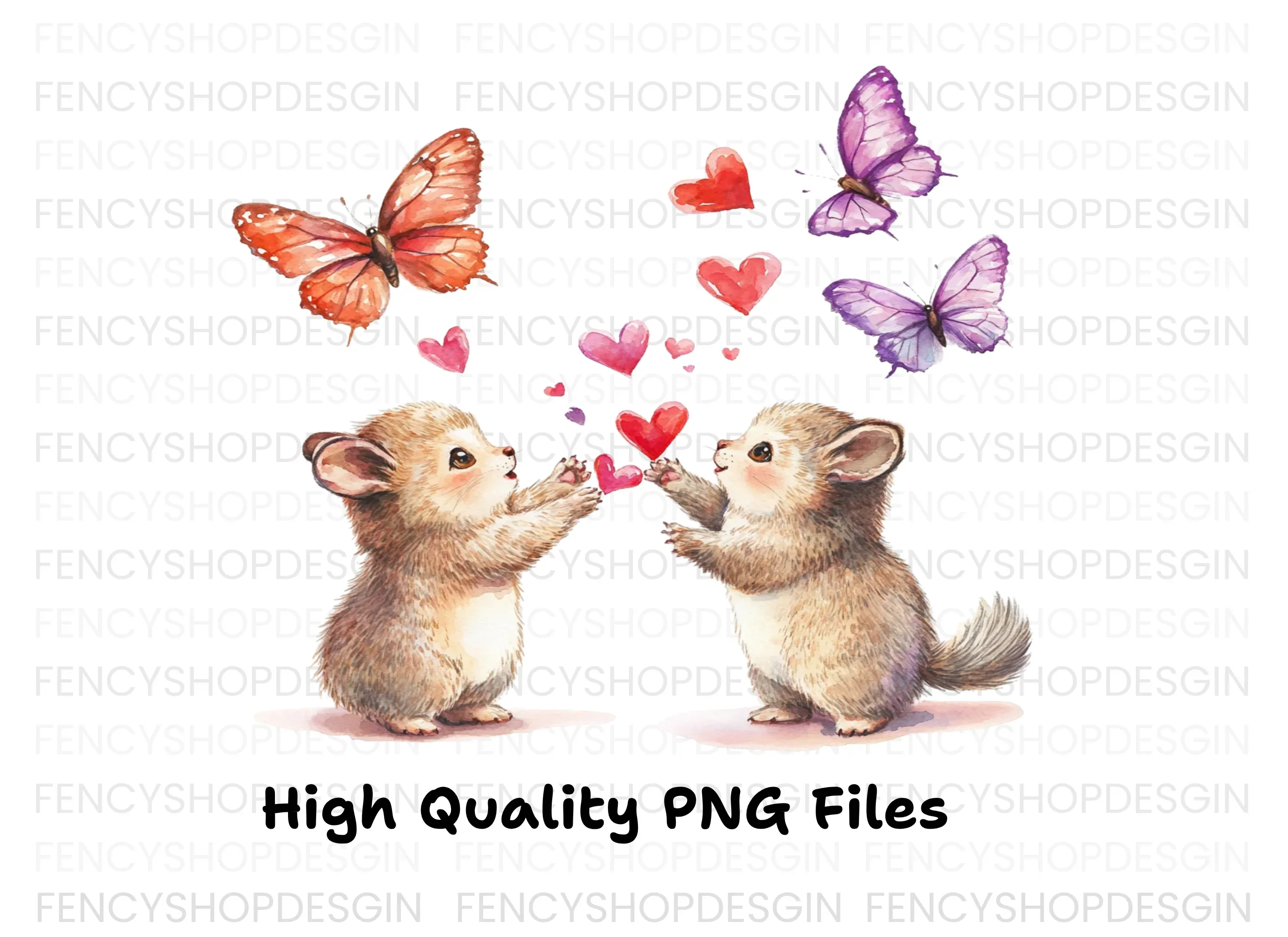 Adorable Hamsters with Butterflies Clipart Bundle - Image 3