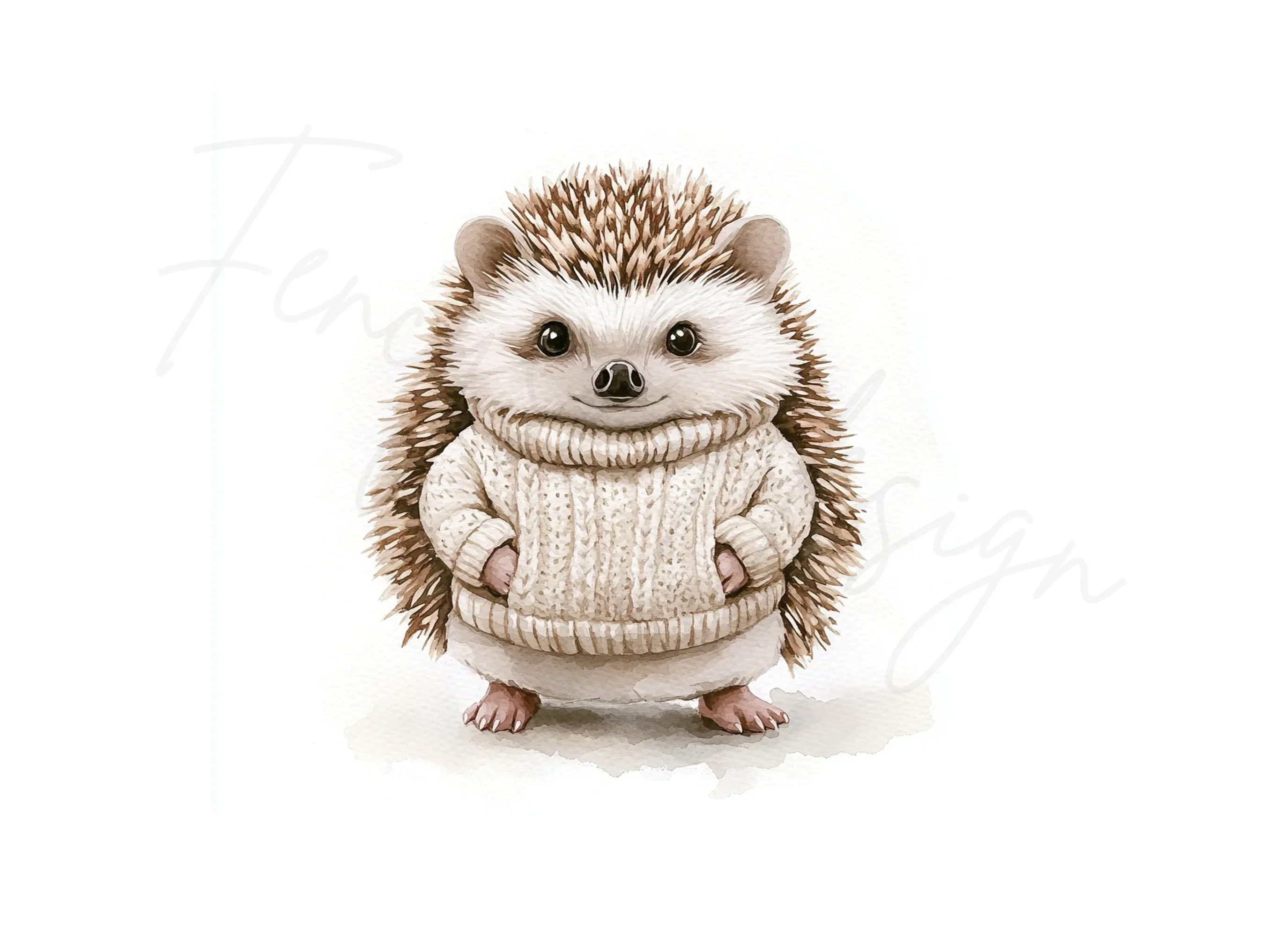 Adorable Hedgehog in Sweater Clipart Bundle - Image 2