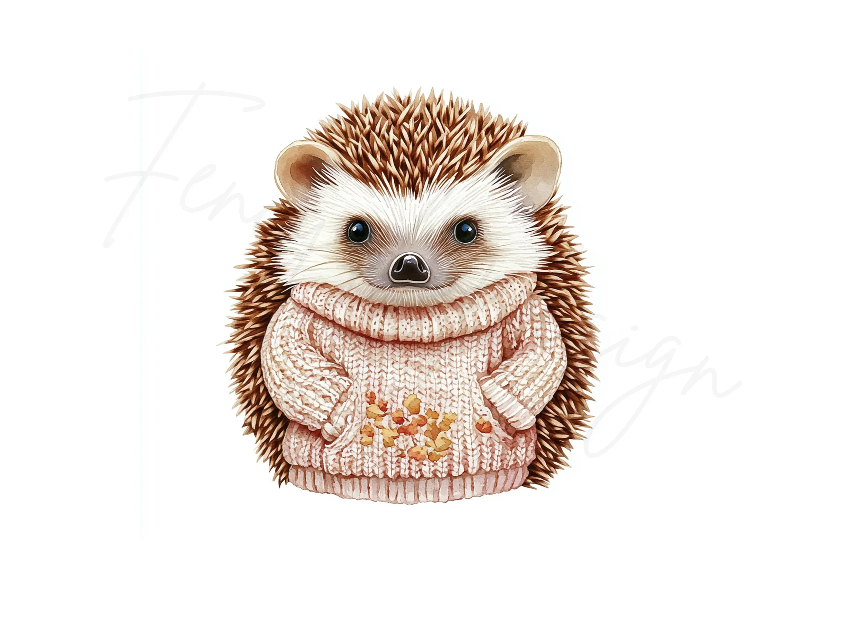 Adorable Hedgehog in Sweater Clipart Bundle - Image 3