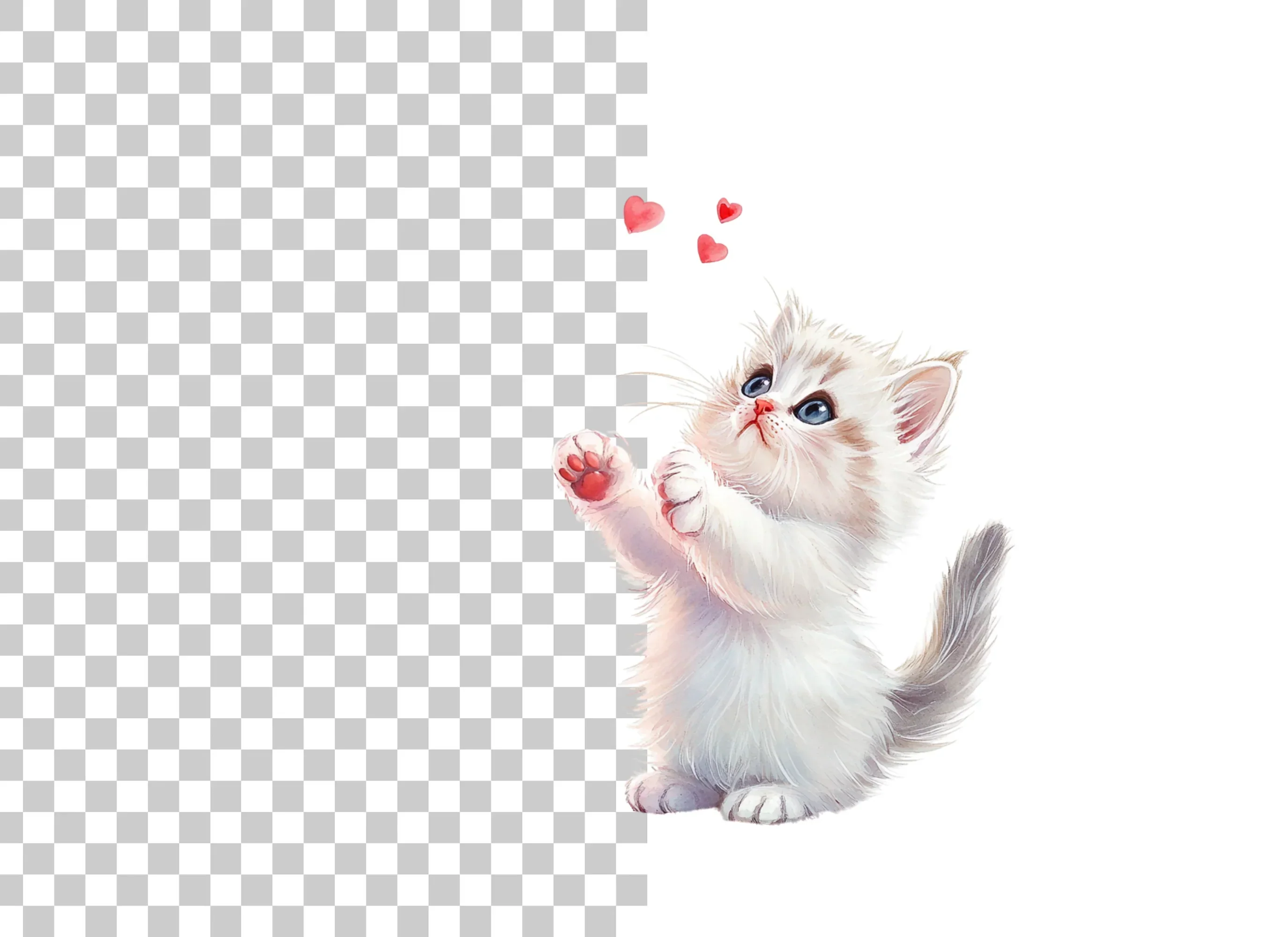 Adorable Kitten Playing With Hearts Clipart Bundle - Image 2