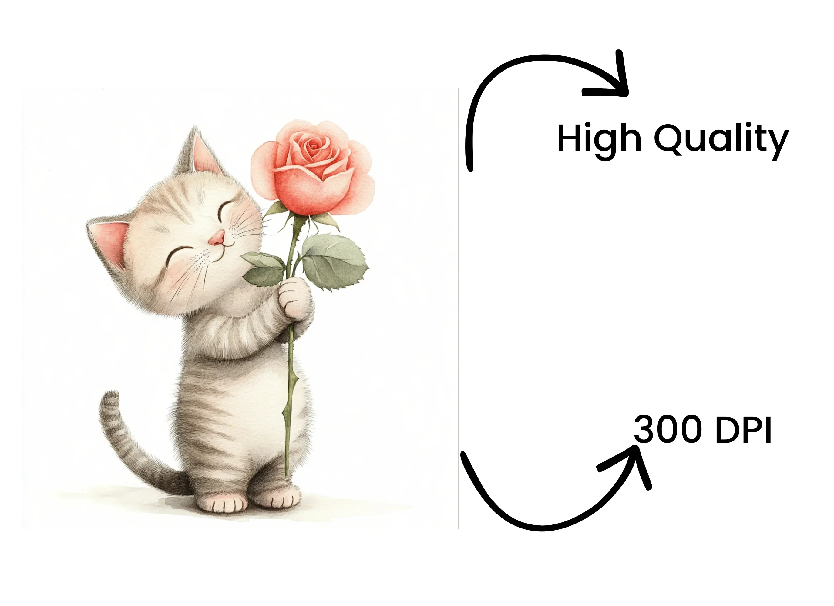 Adorable Kittens with Pink Roses Clipart Bundle - Image 4
