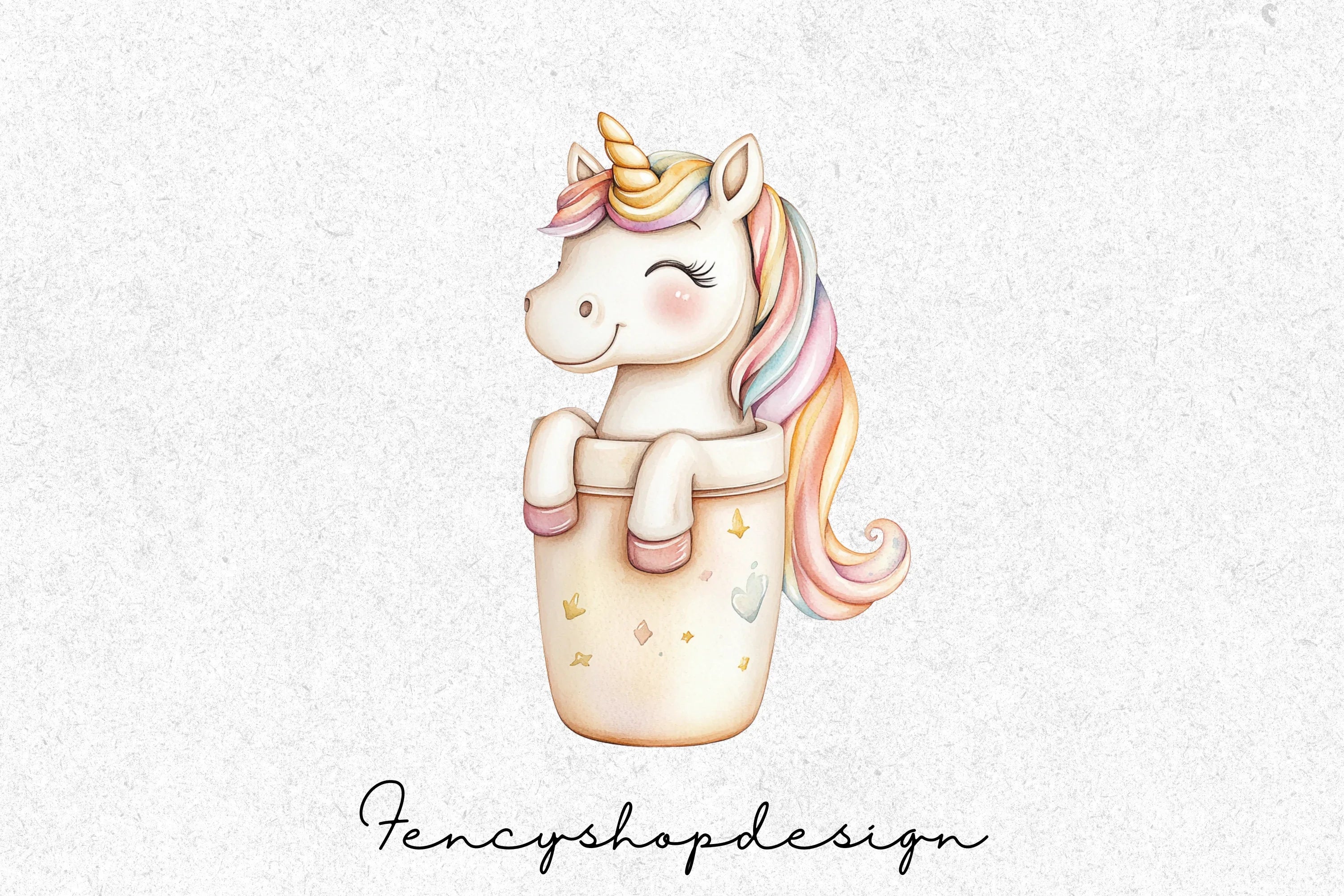 Adorable Rainbow Unicorns Clipart Bundle - Image 2