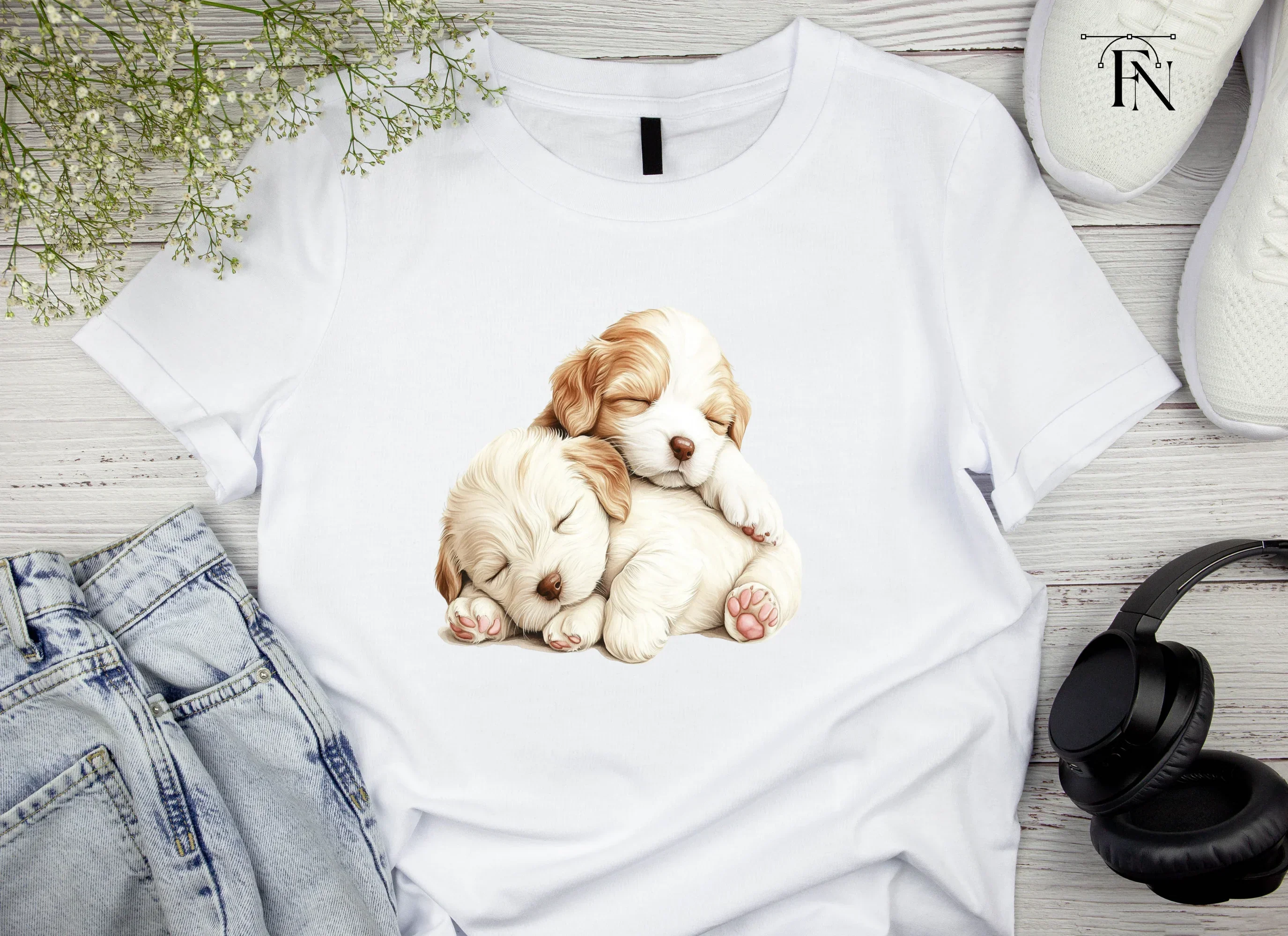 Adorable Sleeping Puppies Clipart Bundle - Image 4