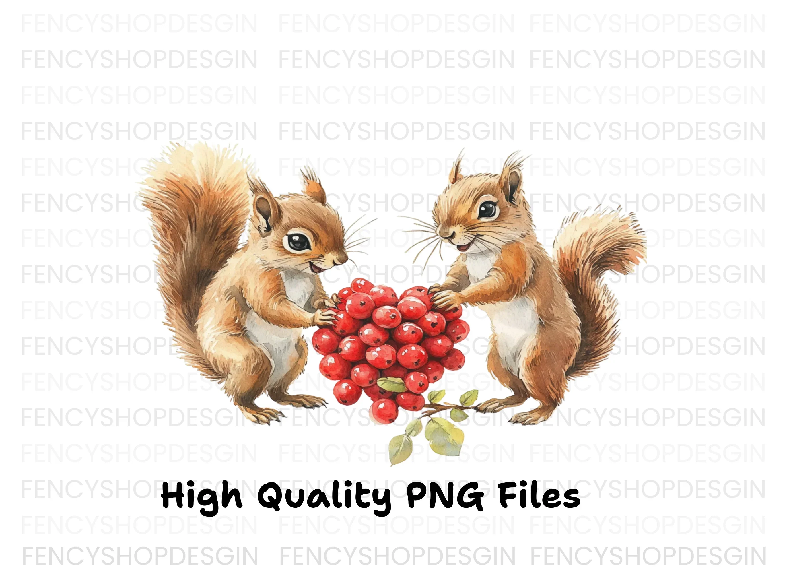 Adorable Squirrels with Berries Clipart Bundle - Image 3