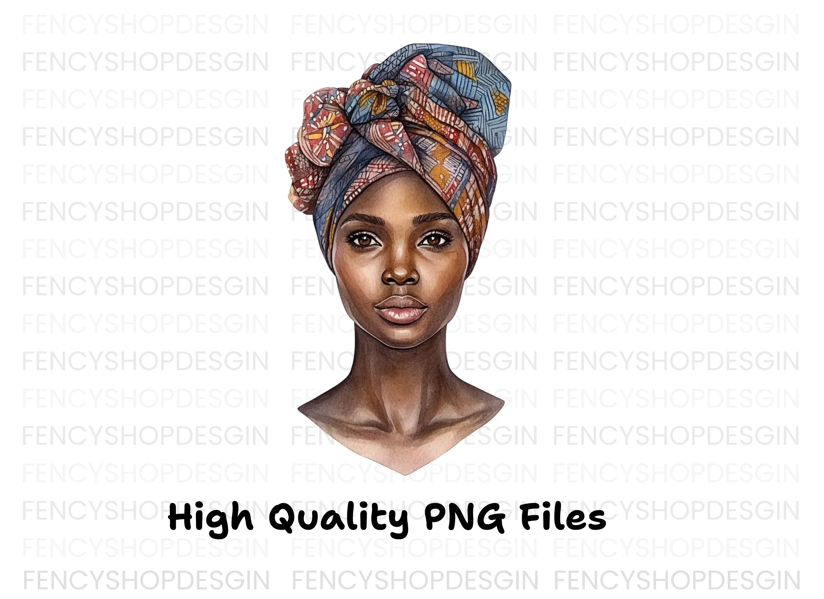 African Woman Headwrap Clipart Bundle - Image 3