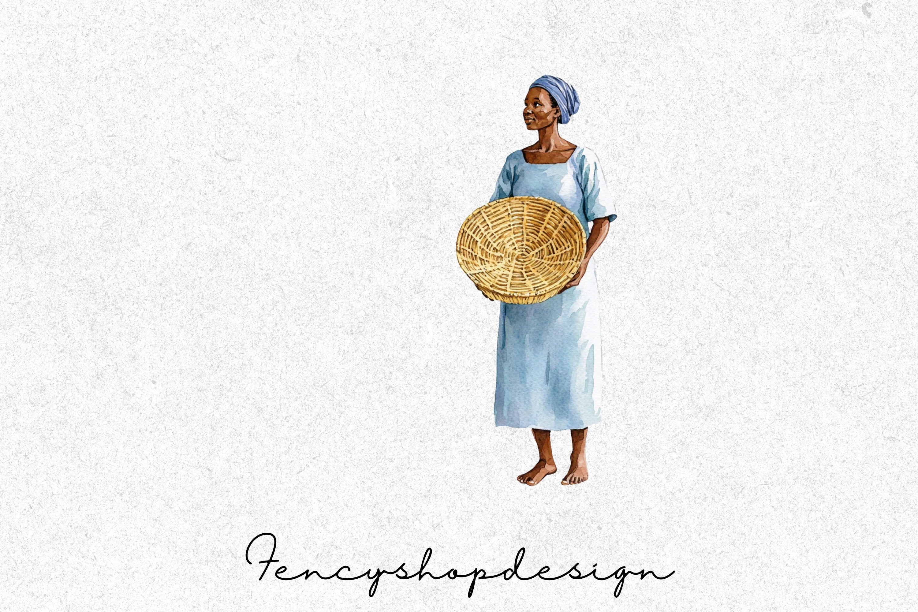 Afrocentric Women with Baskets Clipart Bundle - Image 4
