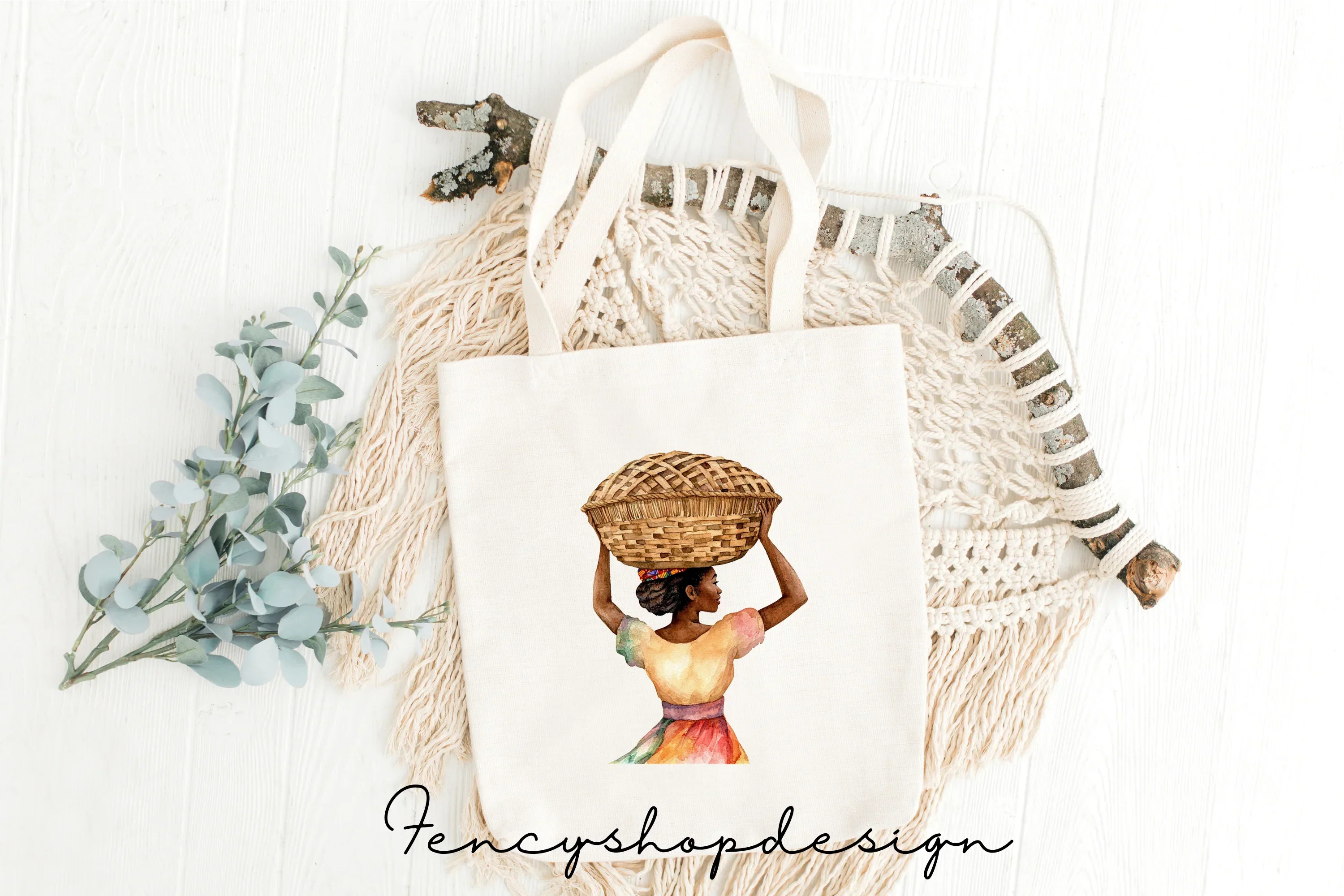 Afrocentric Women with Baskets Clipart Bundle - Image 8