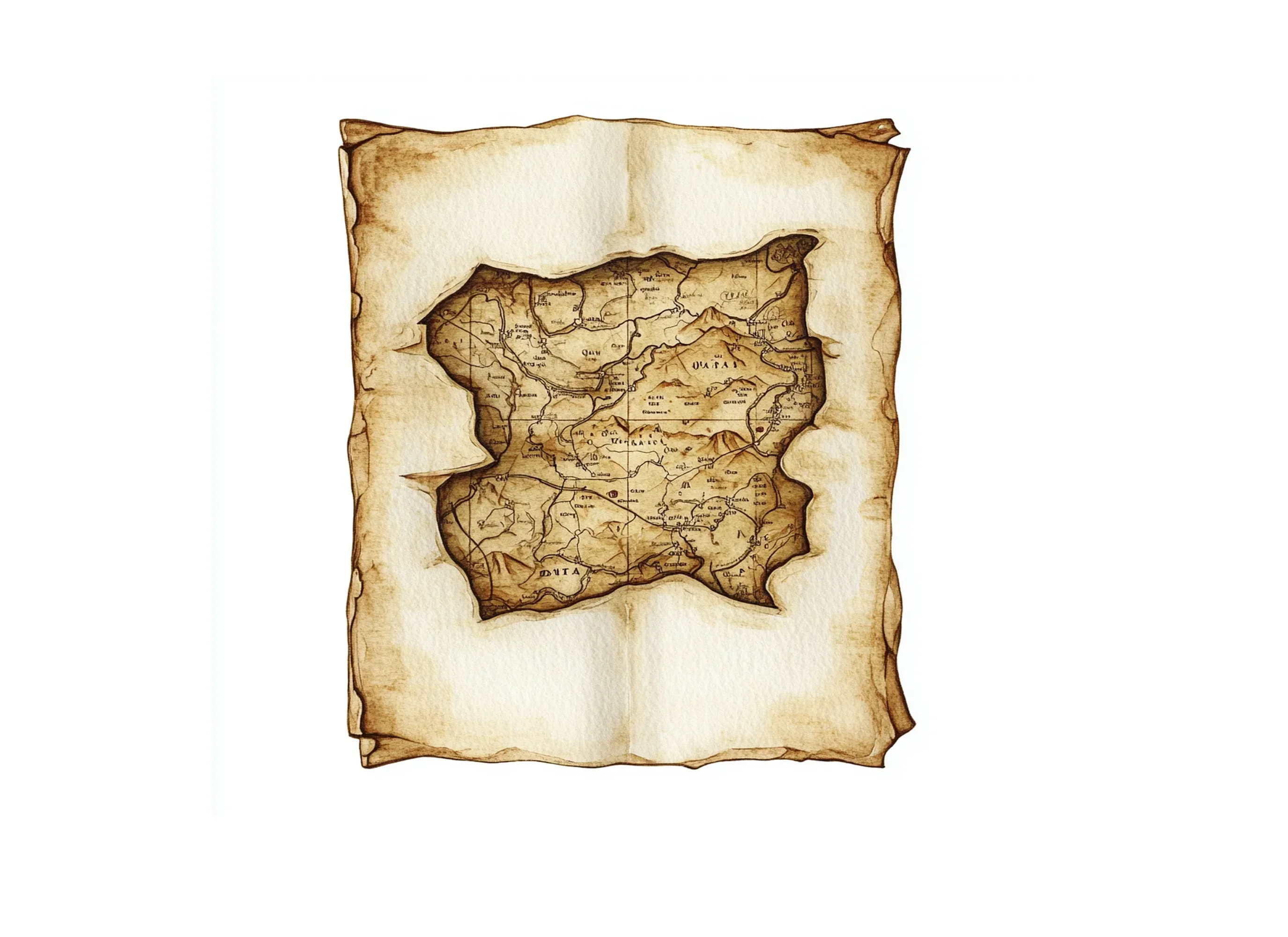 Aged Scroll Map Clipart Bundle - Image 2