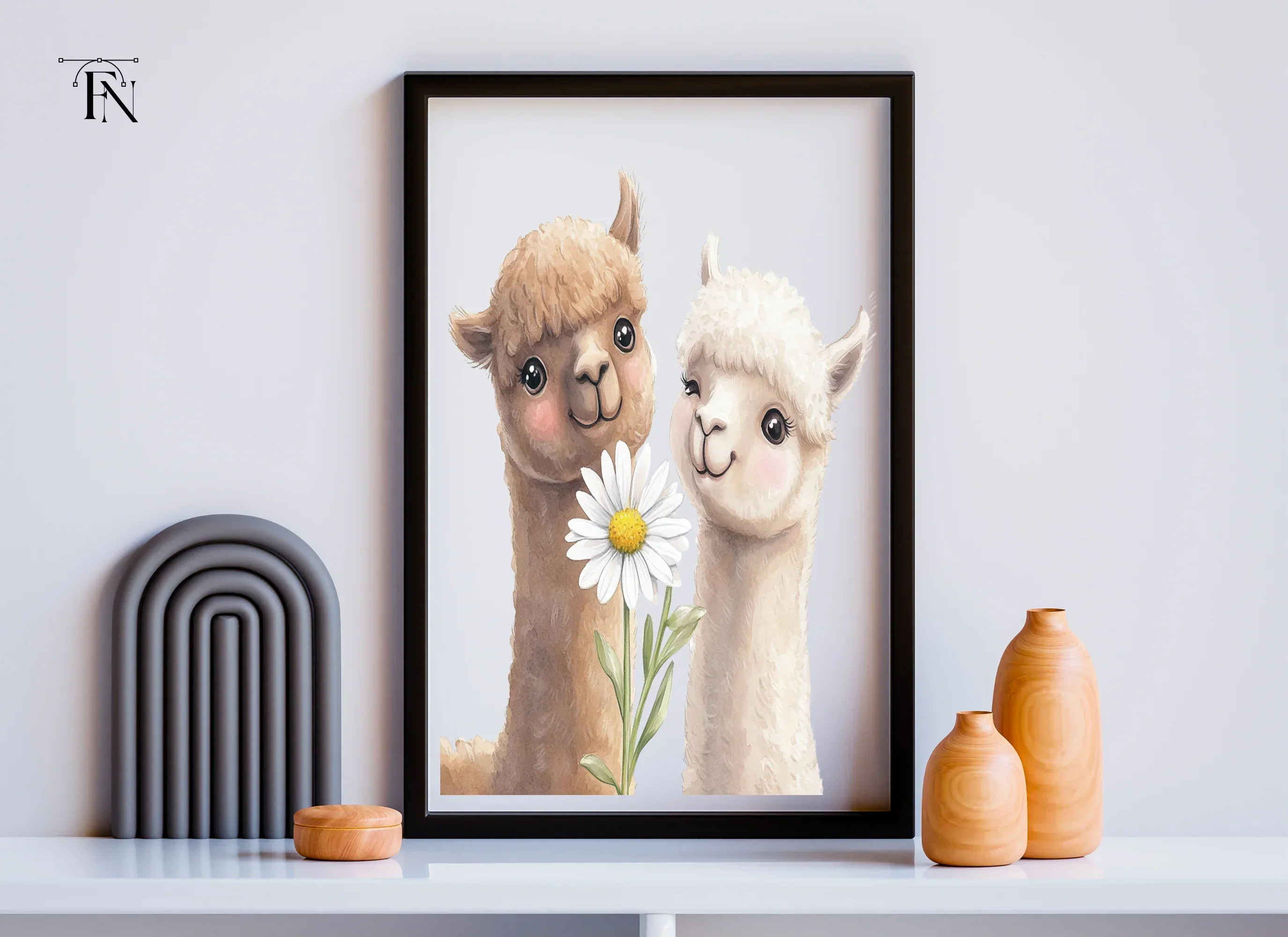 Alpaca Friends with Daisies Clipart Bundle - Image 4