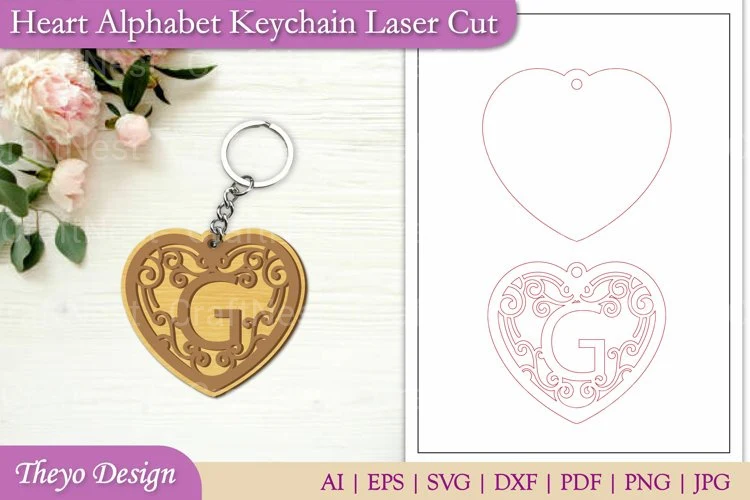 Alphabet Heart Keychain SVG Bundle