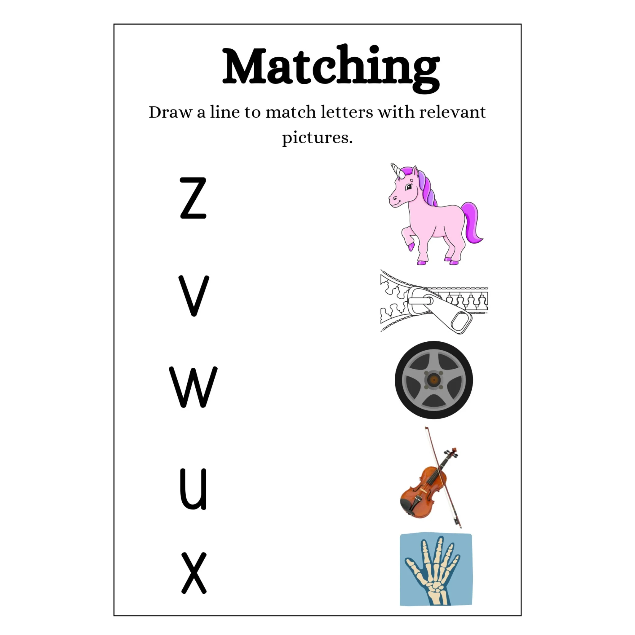 Alphabet Letter Picture Matching Worksheets - Image 5