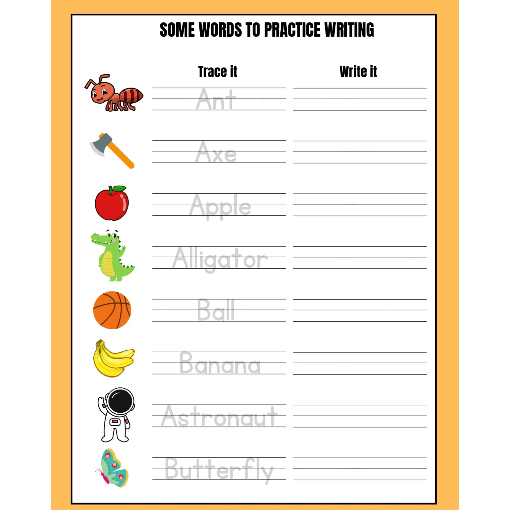 Alphabet Word Tracing Practice Worksheets - Image 2