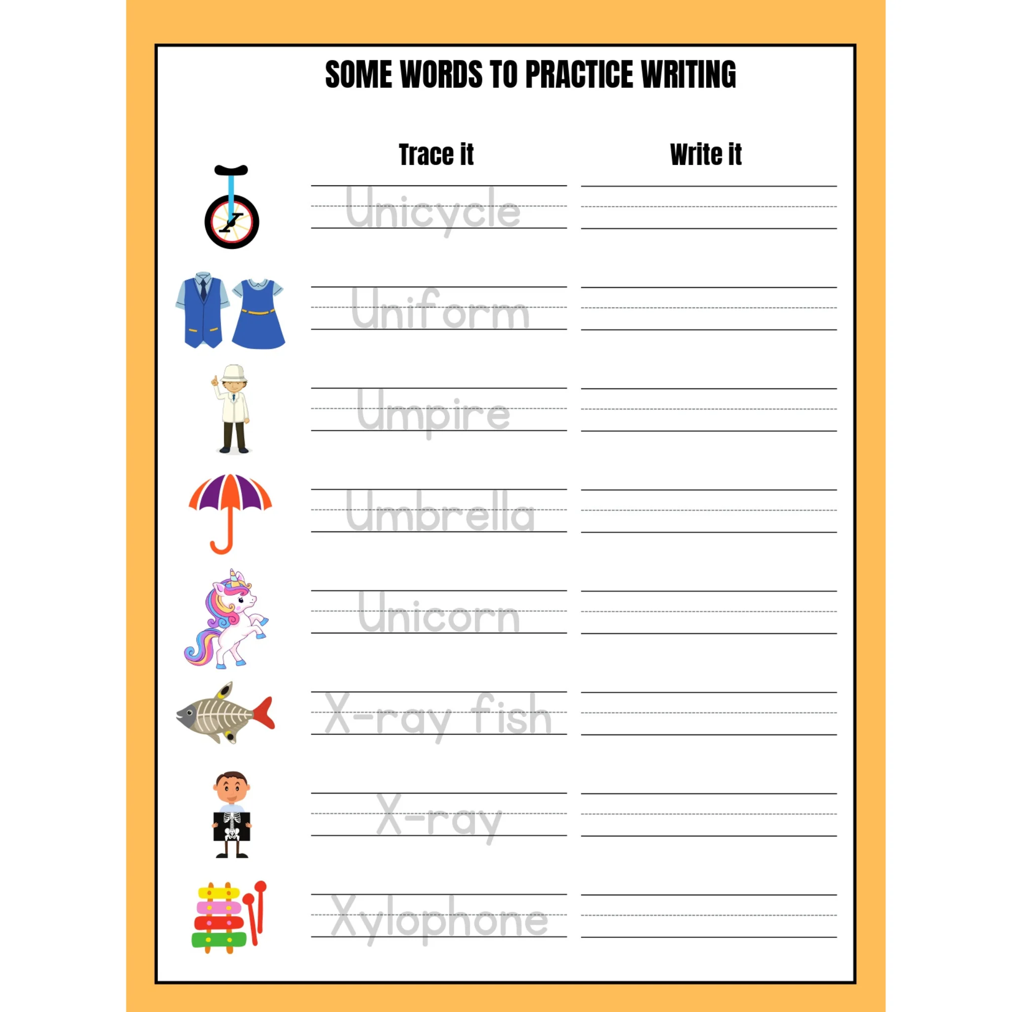 Alphabet Word Tracing Practice Worksheets - Image 3