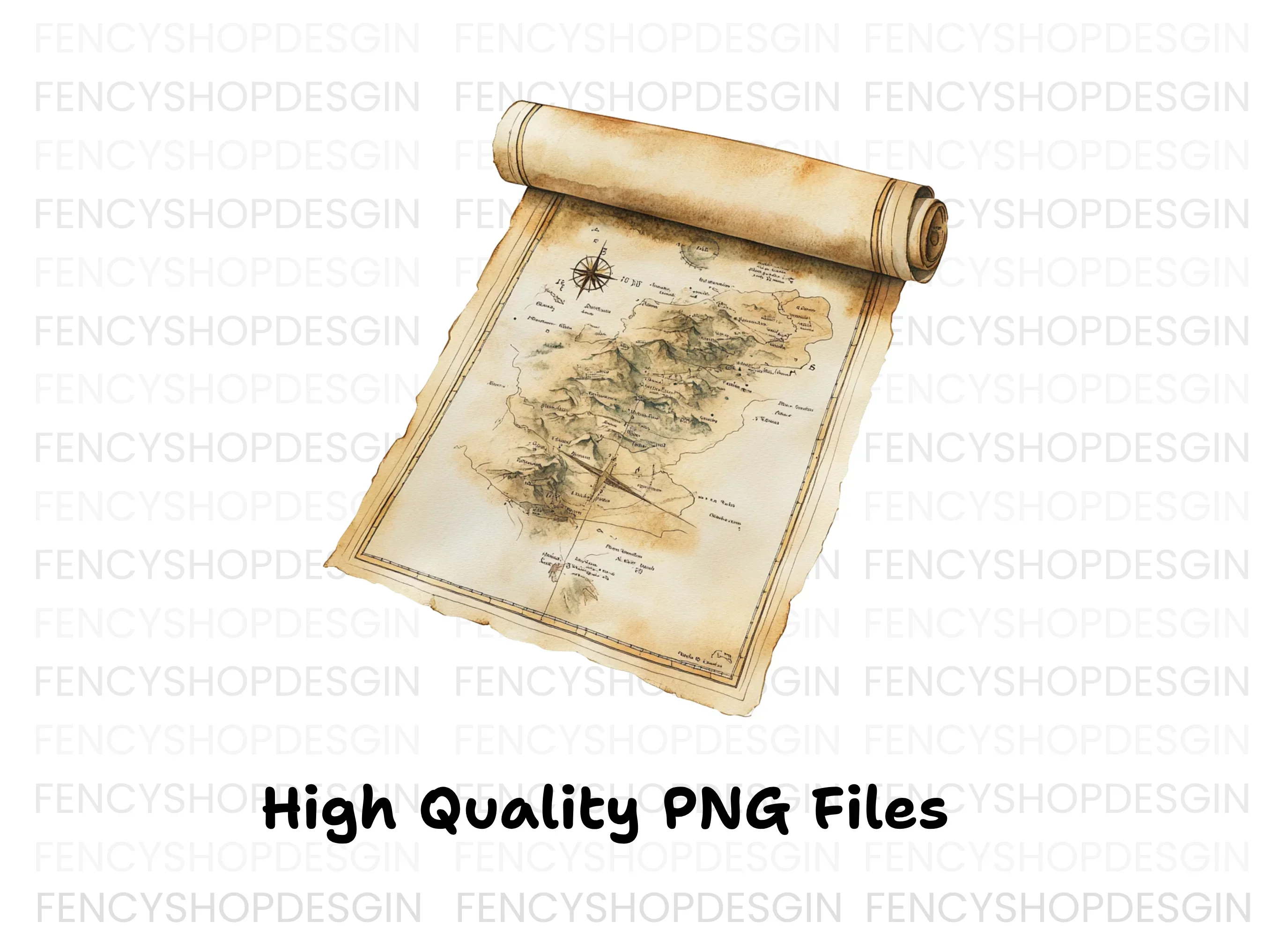 Ancient Island Map Scroll Clipart Bundle - Image 3