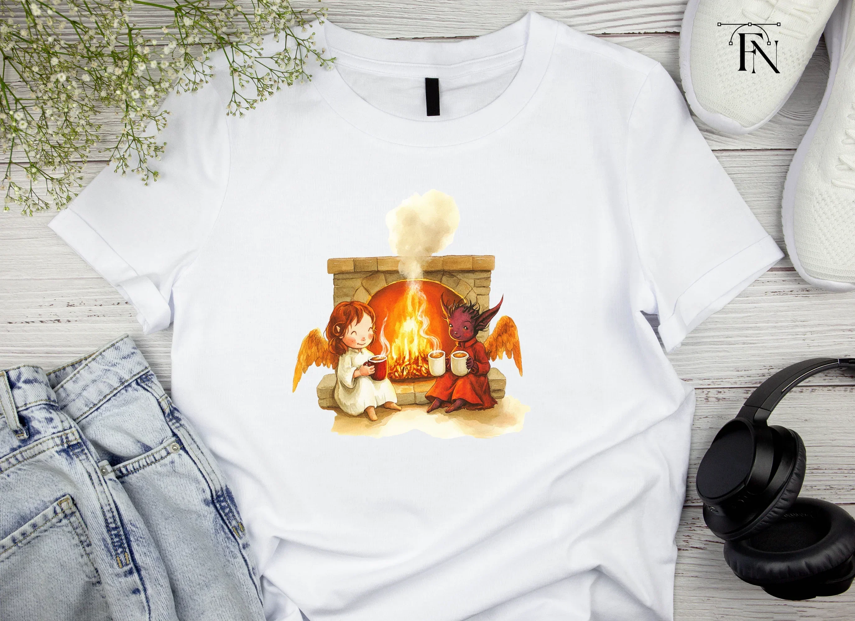 Angels and Demons by Fireplace Clipart Bundle - Image 6