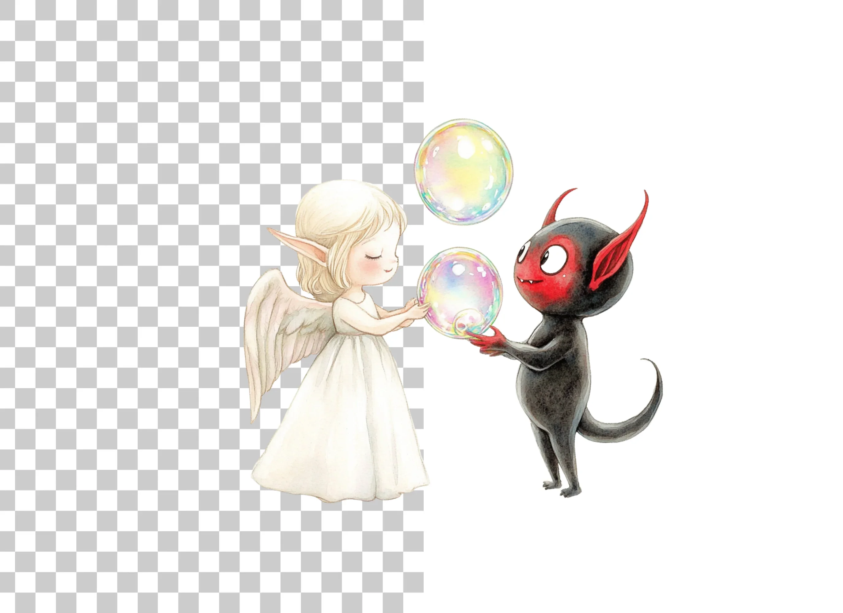 Angels and Devils Blowing Bubbles Clipart Bundle - Image 2