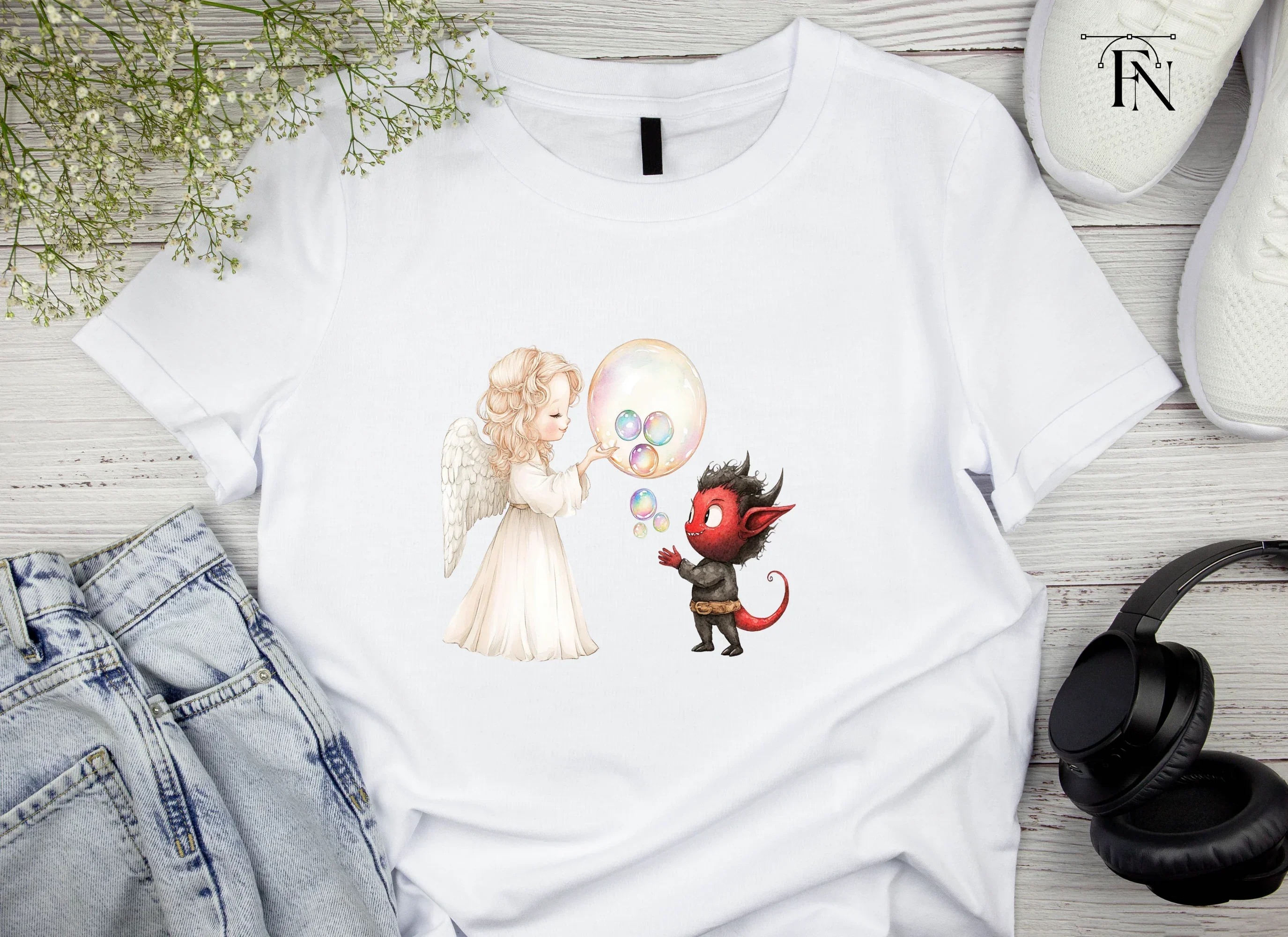 Angels and Devils Blowing Bubbles Clipart Bundle - Image 4