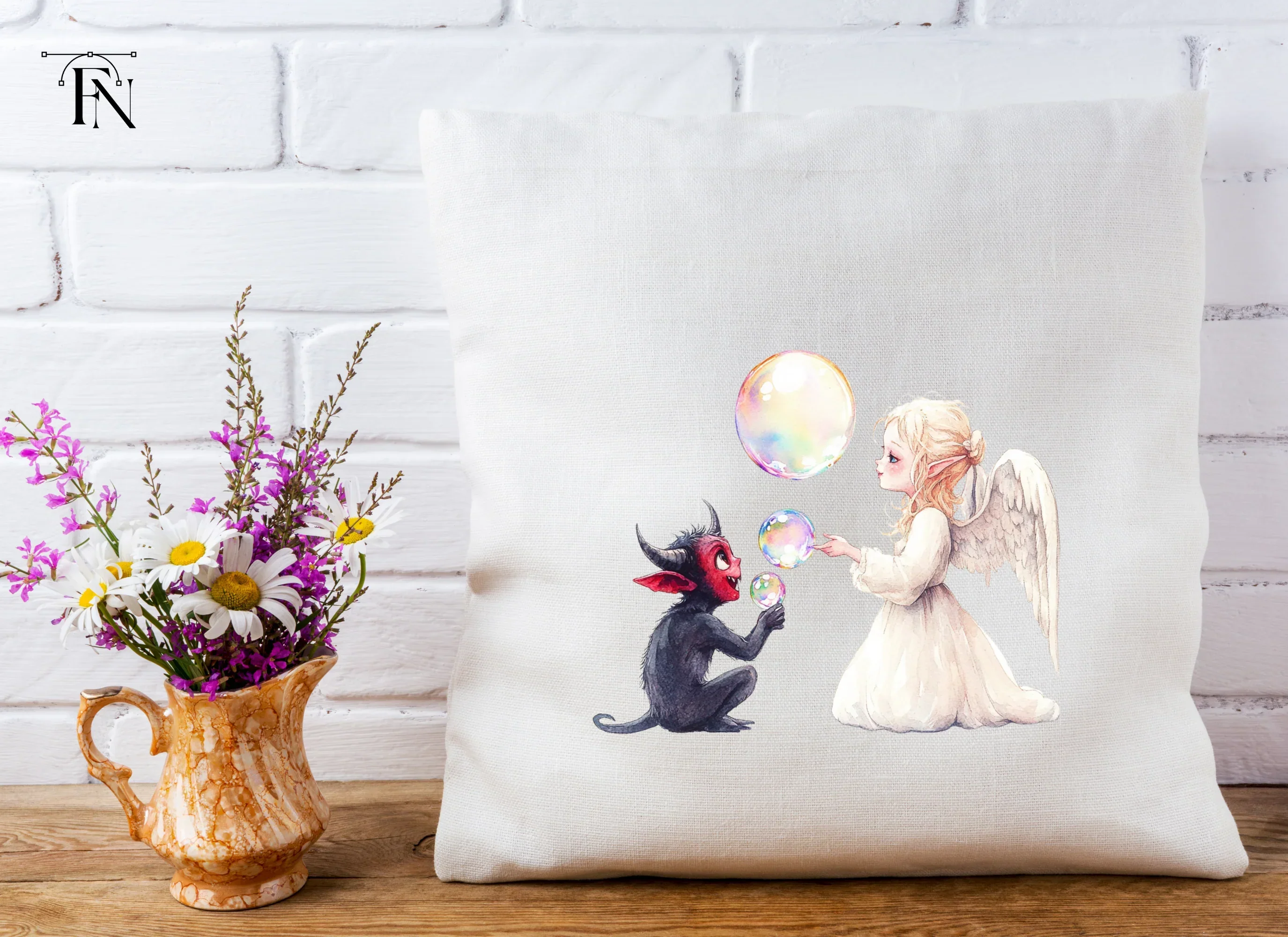 Angels and Devils Blowing Bubbles Clipart Bundle - Image 5