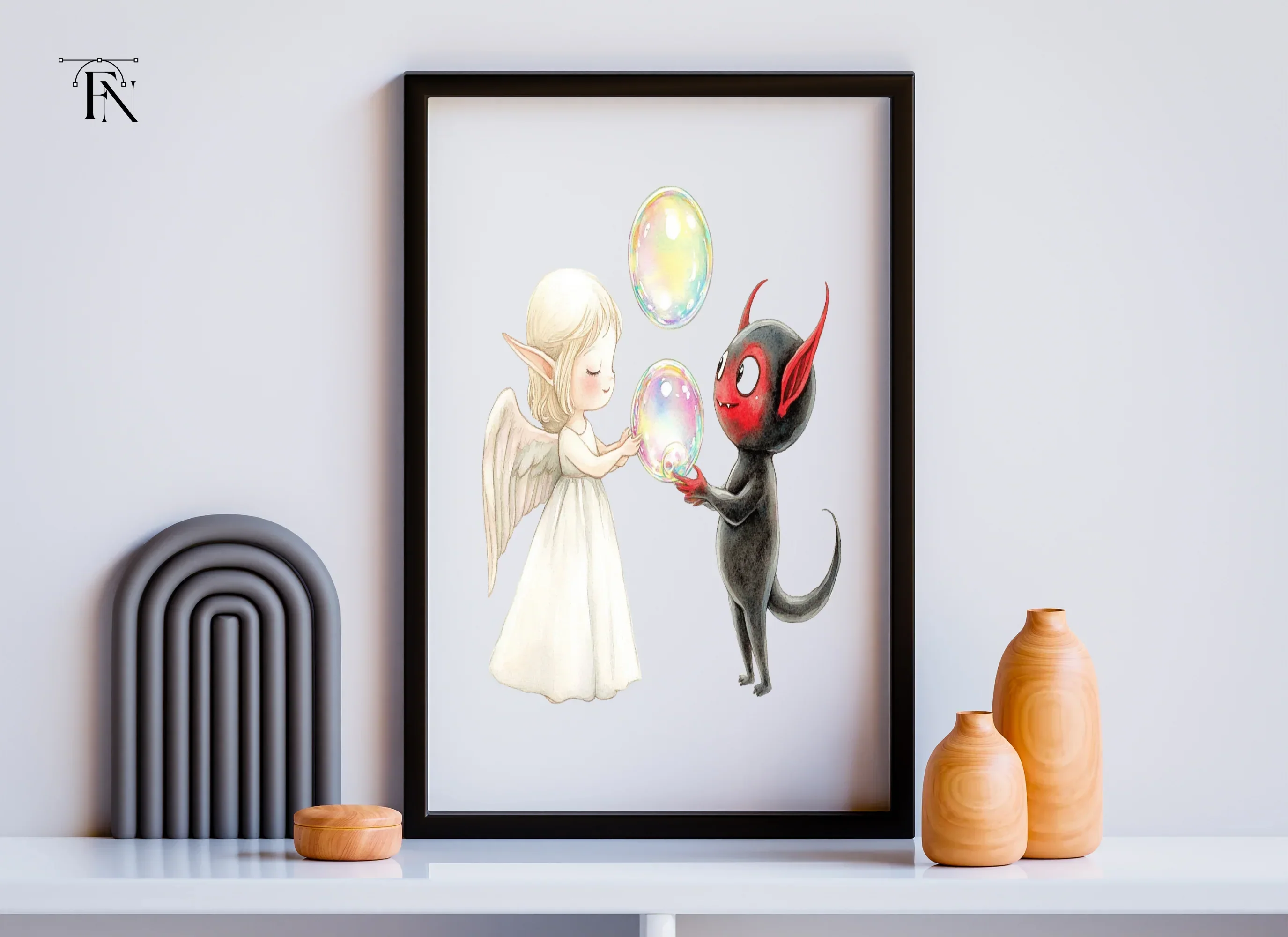 Angels and Devils Blowing Bubbles Clipart Bundle - Image 6