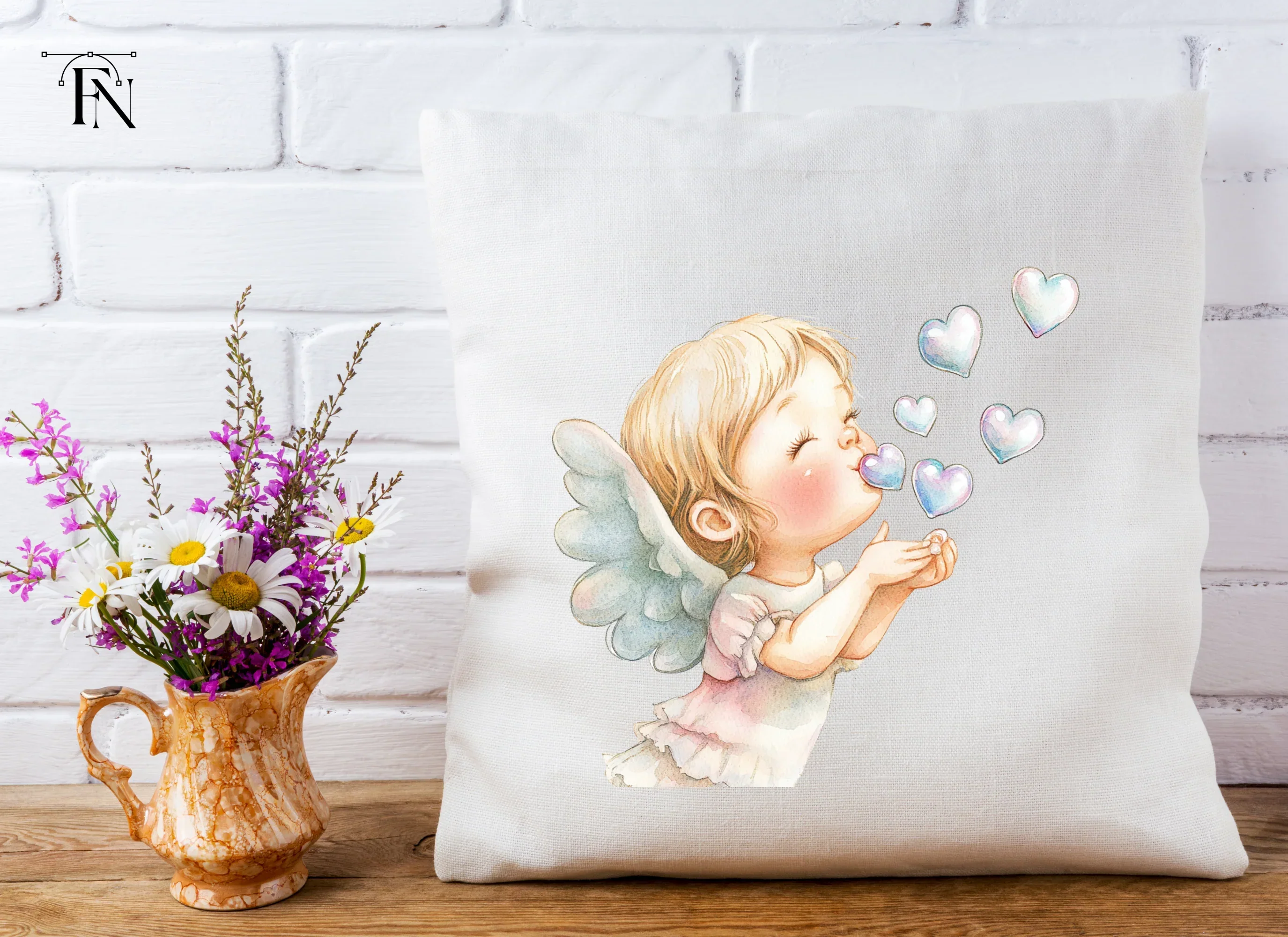 Angels Blowing Heart Bubbles Clipart Bundle - Image 4