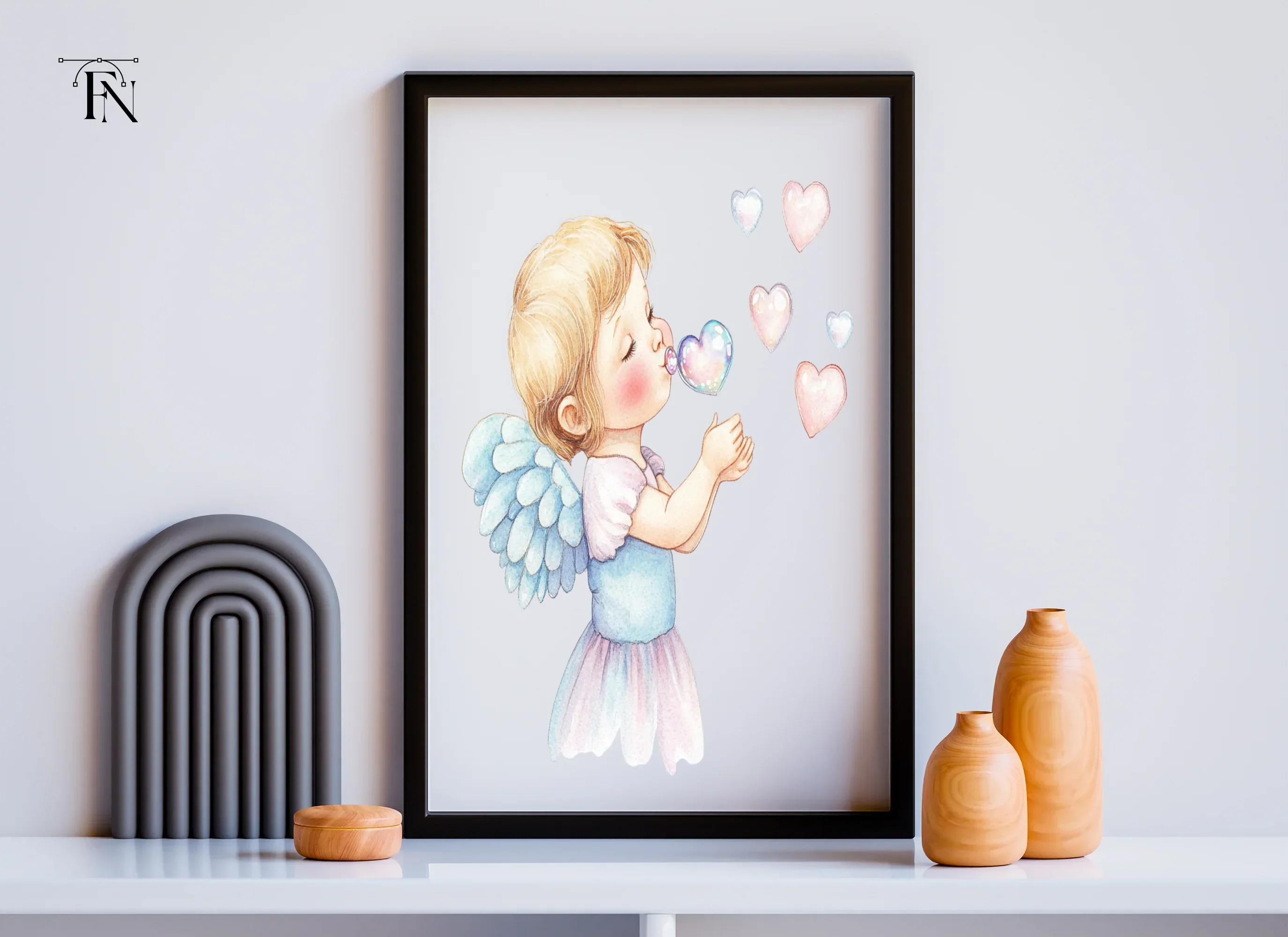 Angels Blowing Heart Bubbles Clipart Bundle - Image 5