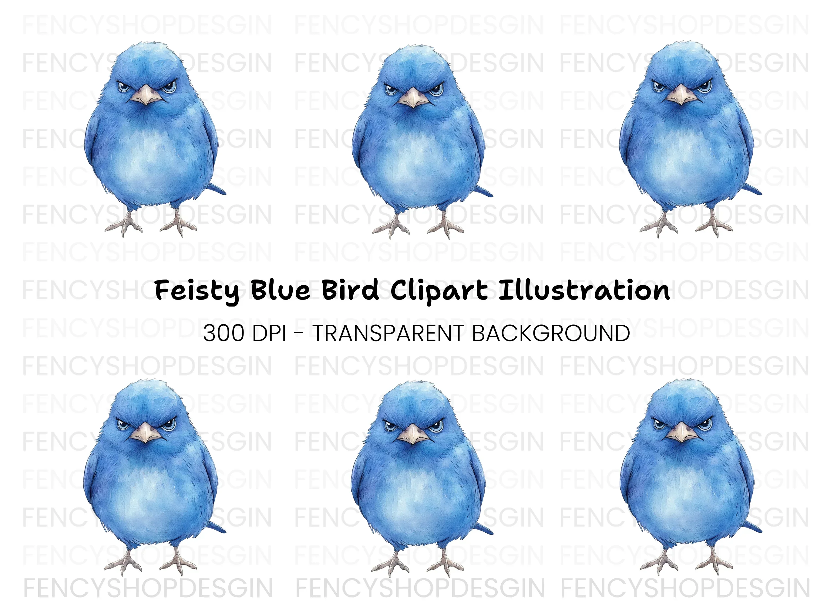 Angry Blue Bird Clipart Bundle