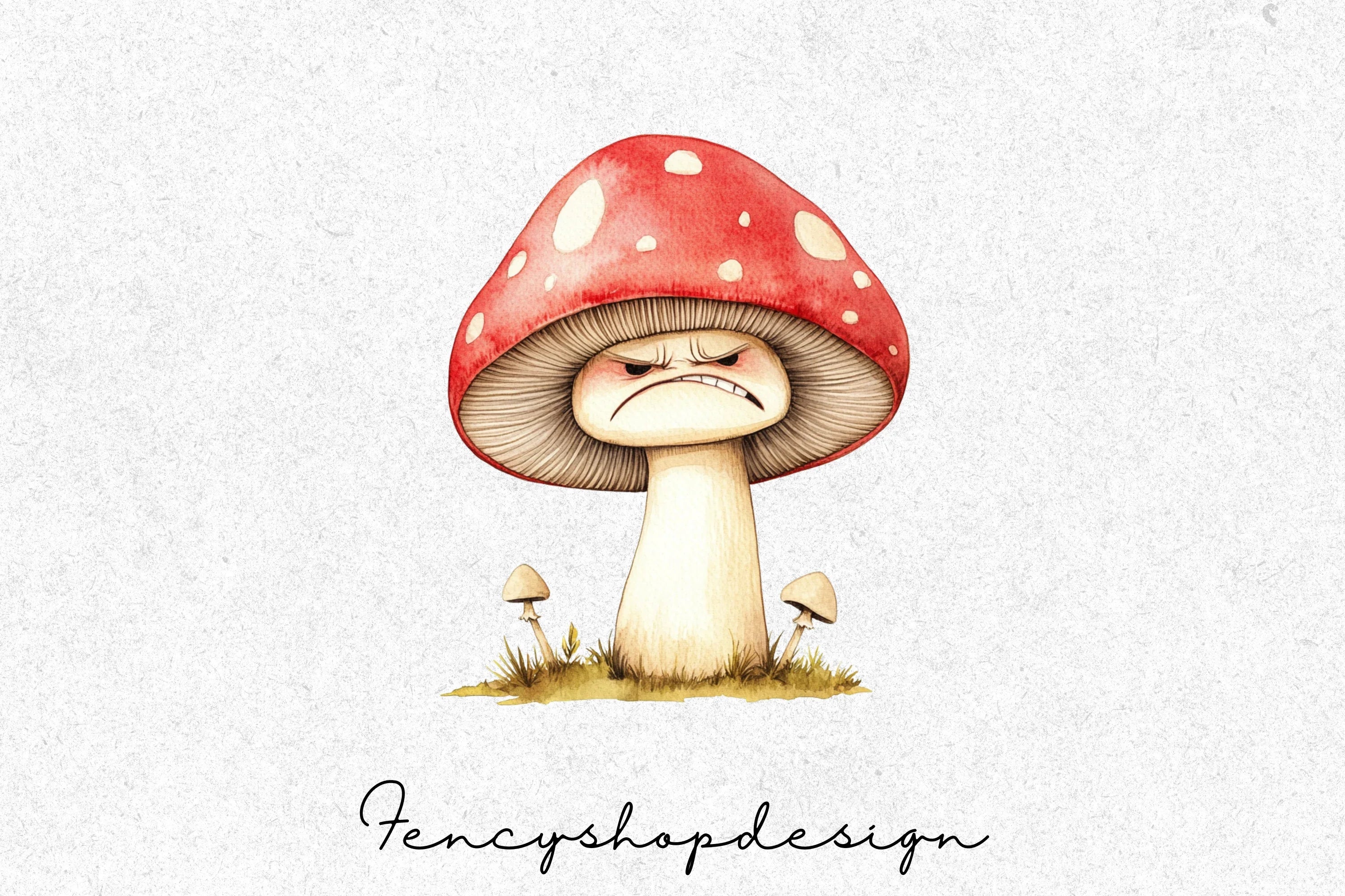 Angry Cartoon Mushroom Clipart Bundle - Image 6