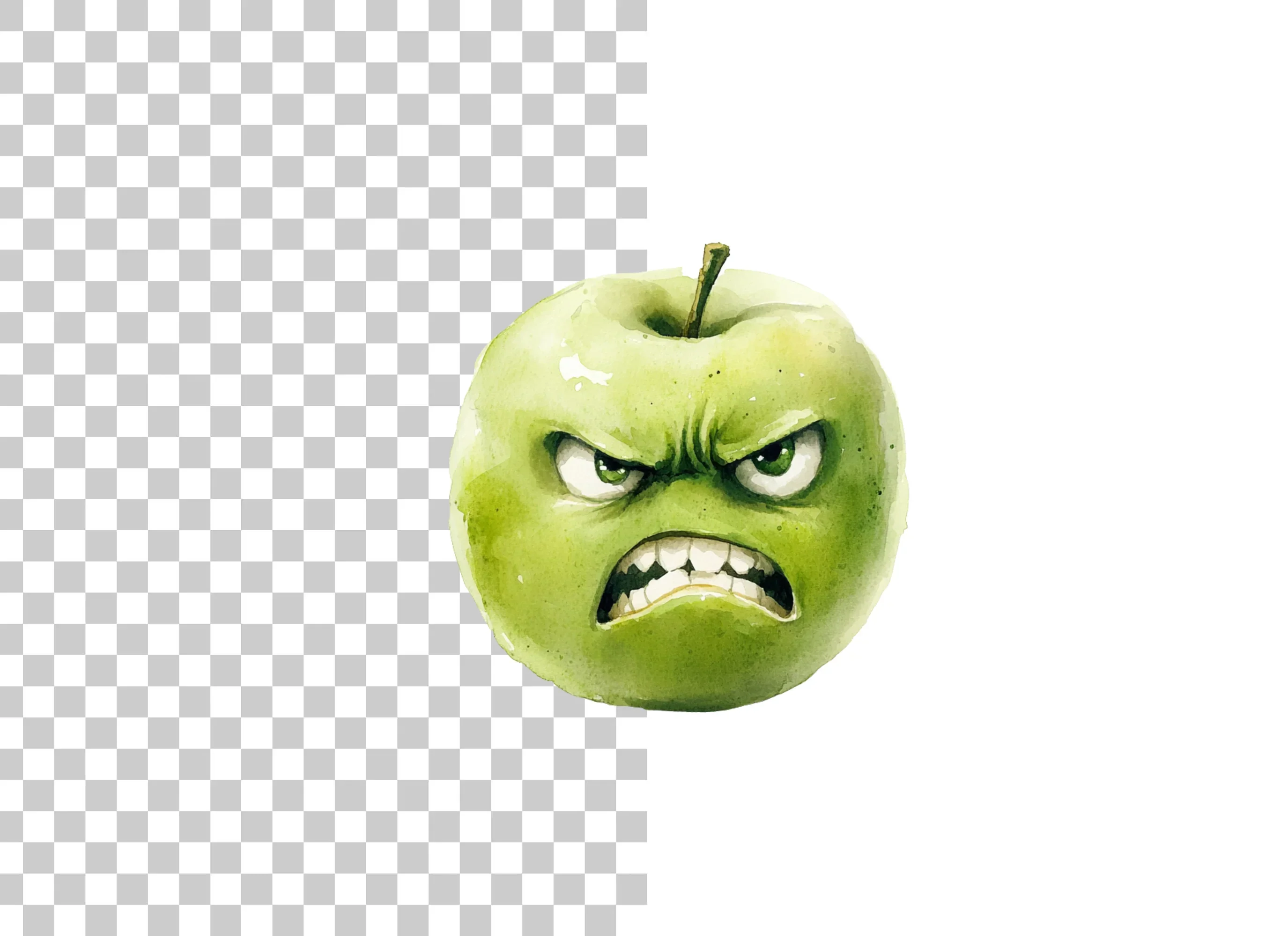 Angry Green Apple Cartoon Clipart Bundle - Image 6