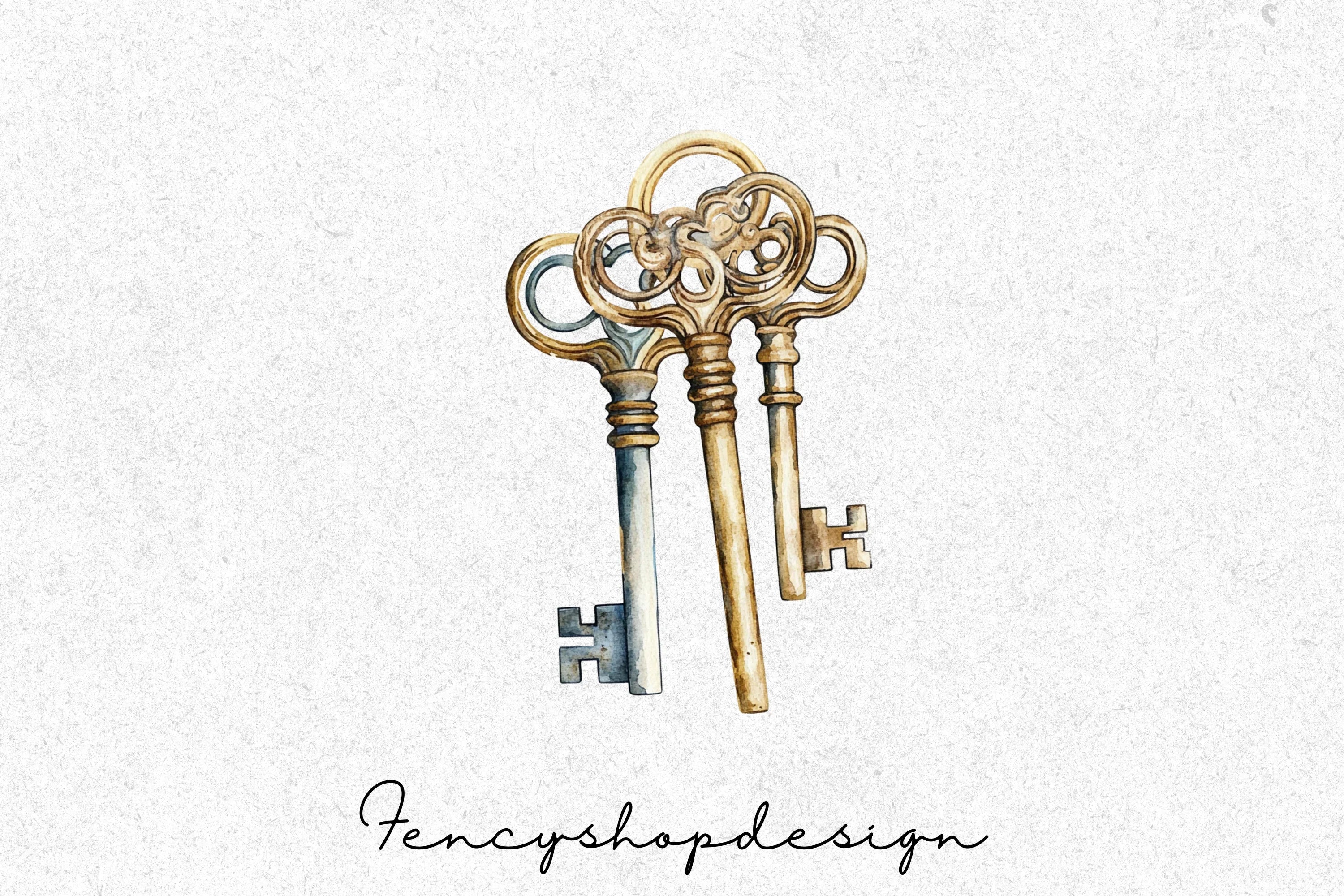 Antique Skeleton Keys Clipart Bundle - Image 3