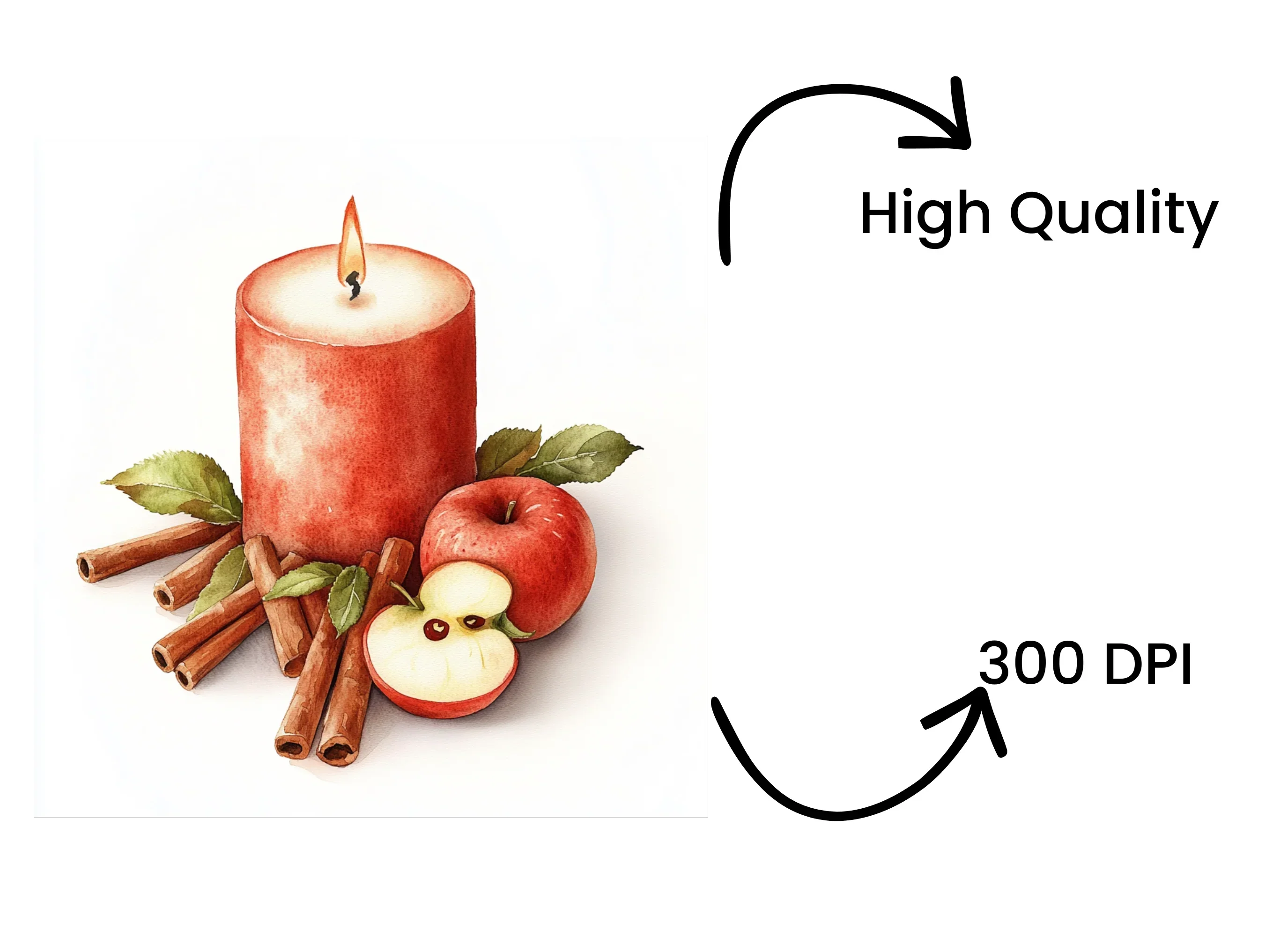 Apple Cinnamon Candle Clipart Bundle - Image 4