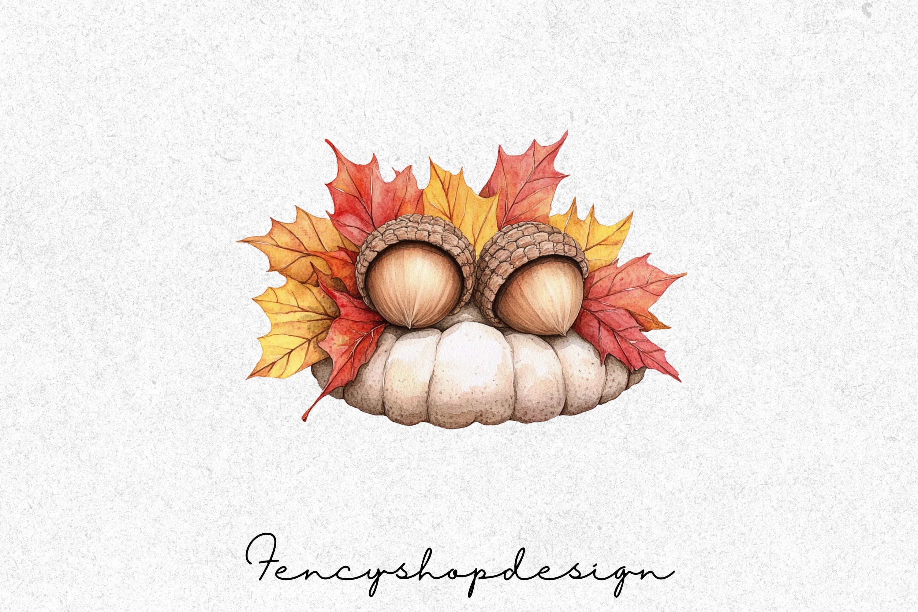 Autumn Acorn Harvest Cozy Drink Clipart Bundle - Image 4