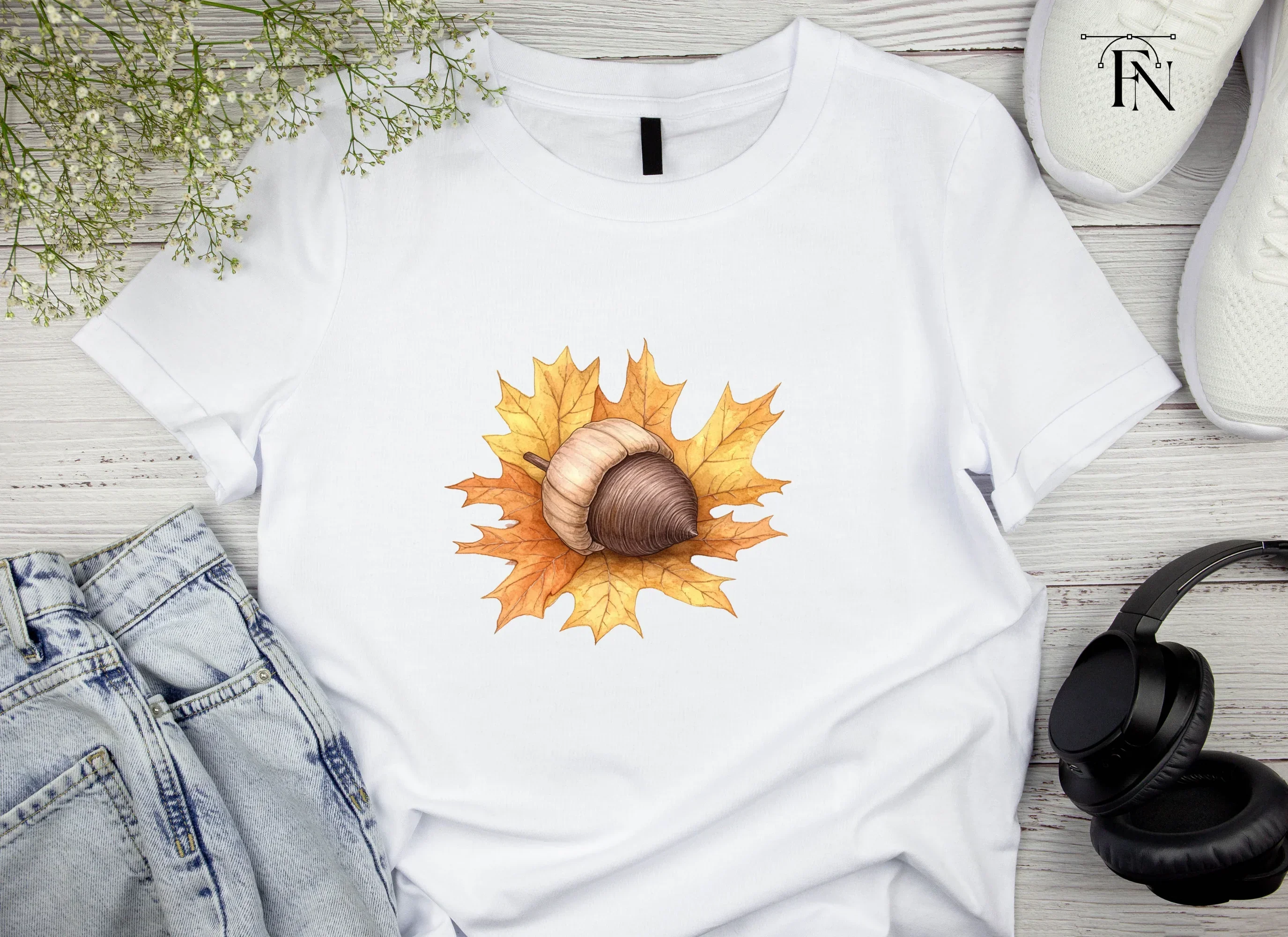 Autumn Acorns and Maple Leaves Clipart Bundle - Image 4